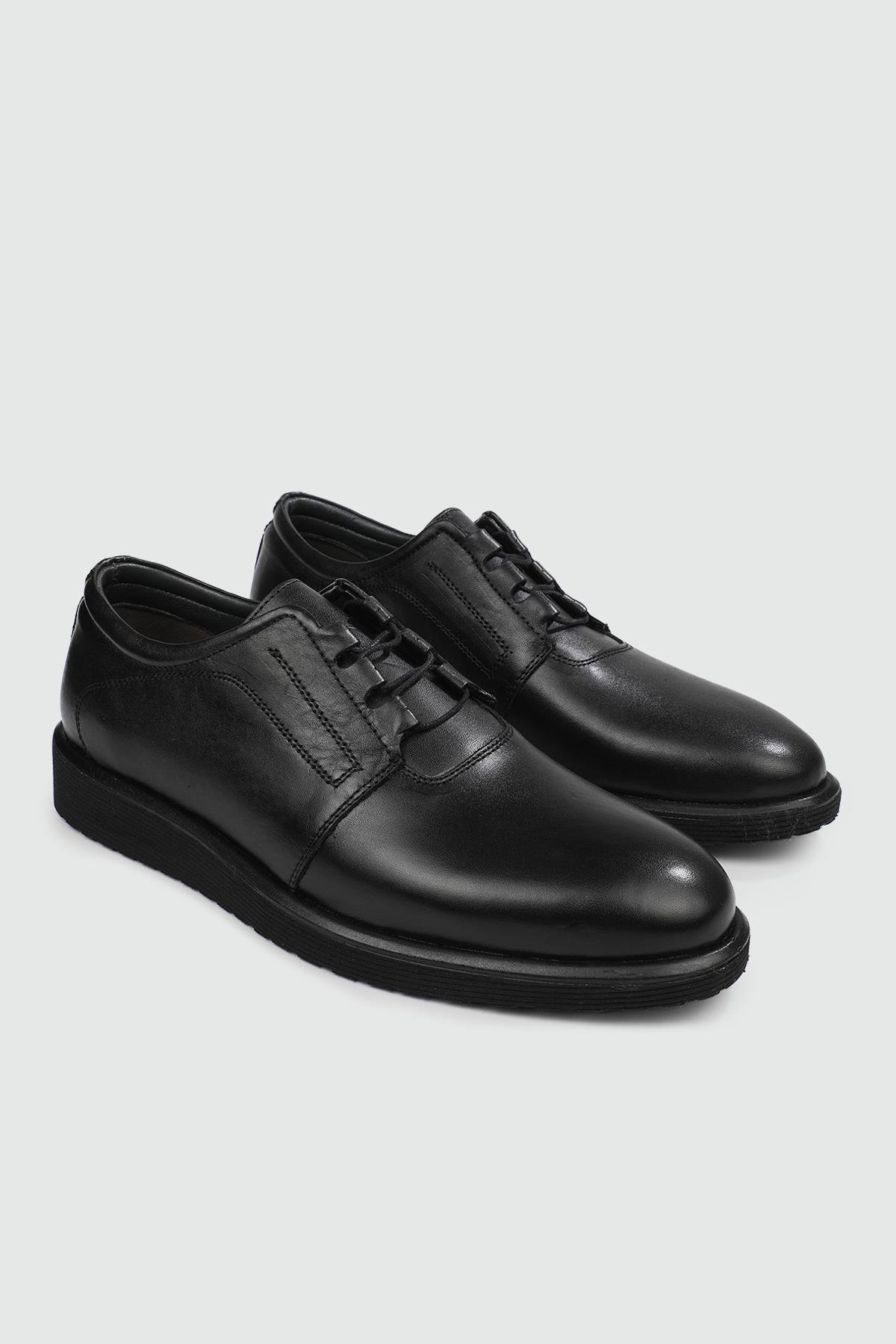 Deri Rahat Taban Günlük Siyah Erkek Ayakkabı 2110-105 Erkek Rahat & Confort Anatomik Wow Plus WOW PLUS 2110-105 POLİ MER 24Y