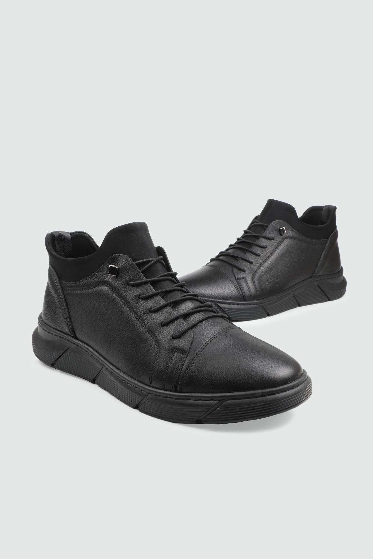 Deri Rahat Taban Günlük Siyah Erkek Bot G-142 Erkek Günlük Confort Bot Wow Plus WOW PLUS 25K G-142 MER BOT