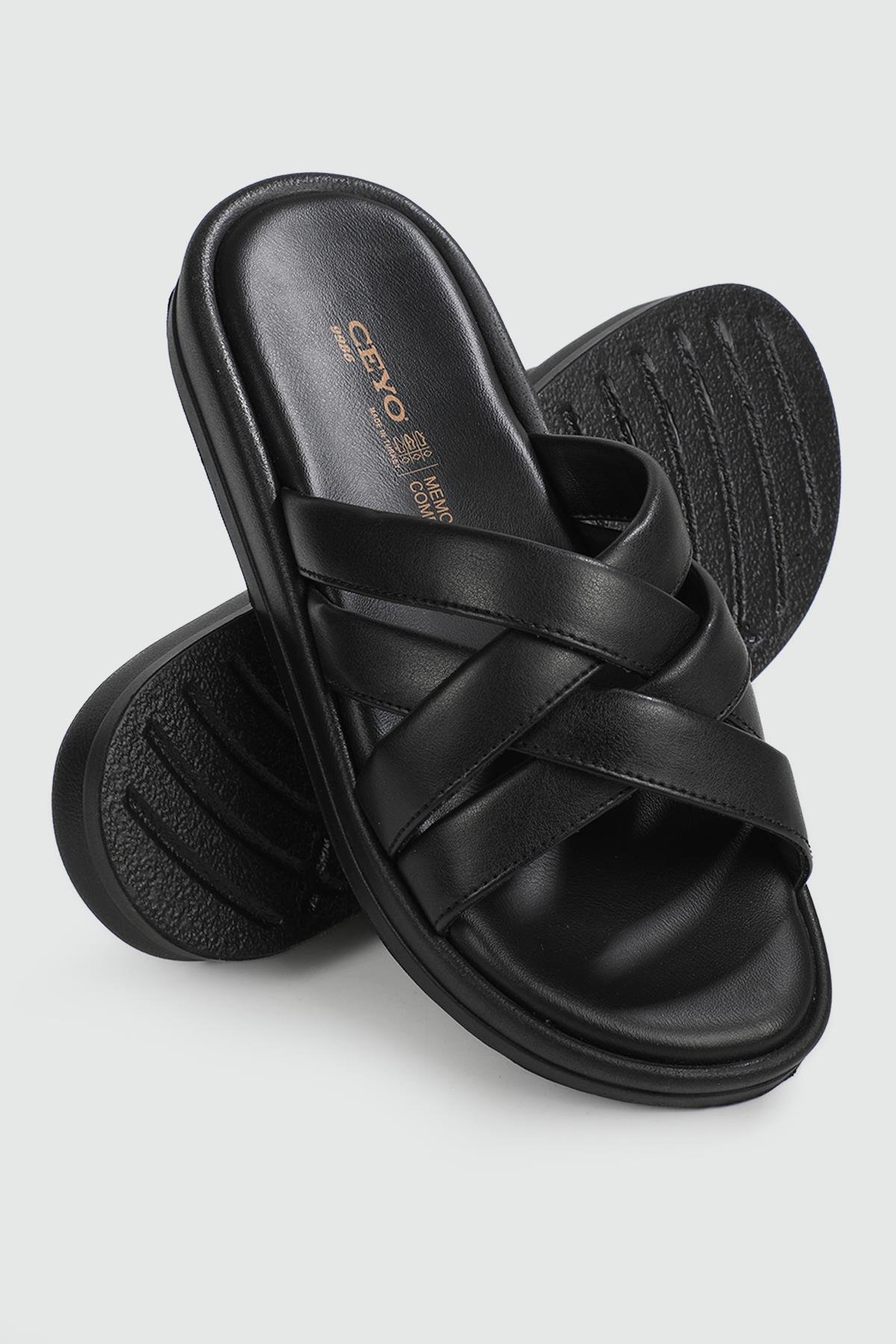 Deri Rahat Taban Günlük Siyah Kadın Terlik 9986 Kadın Günlük Terlik Ceyo CEYO 9986 ZEN TERLİK