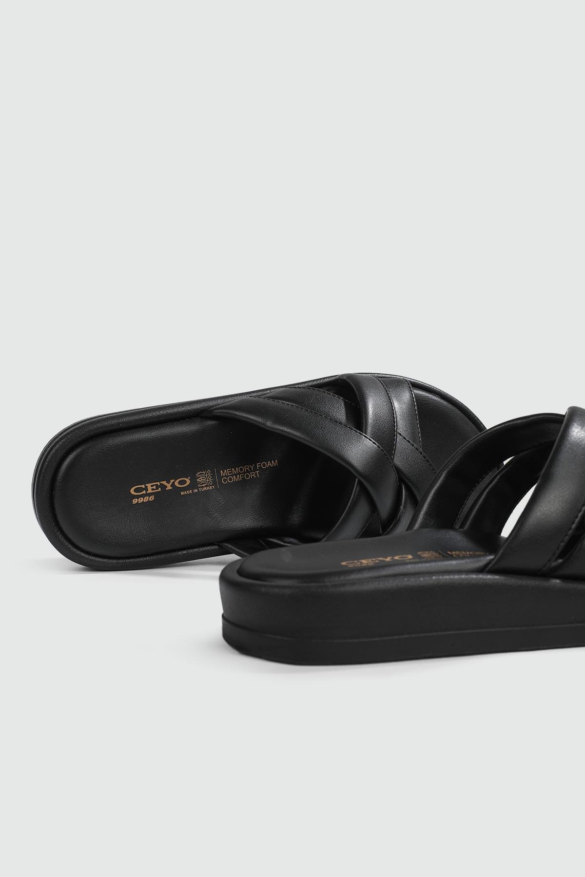 Deri Rahat Taban Günlük Siyah Kadın Terlik 9986 Kadın Günlük Terlik Ceyo CEYO 9986 ZEN TERLİK