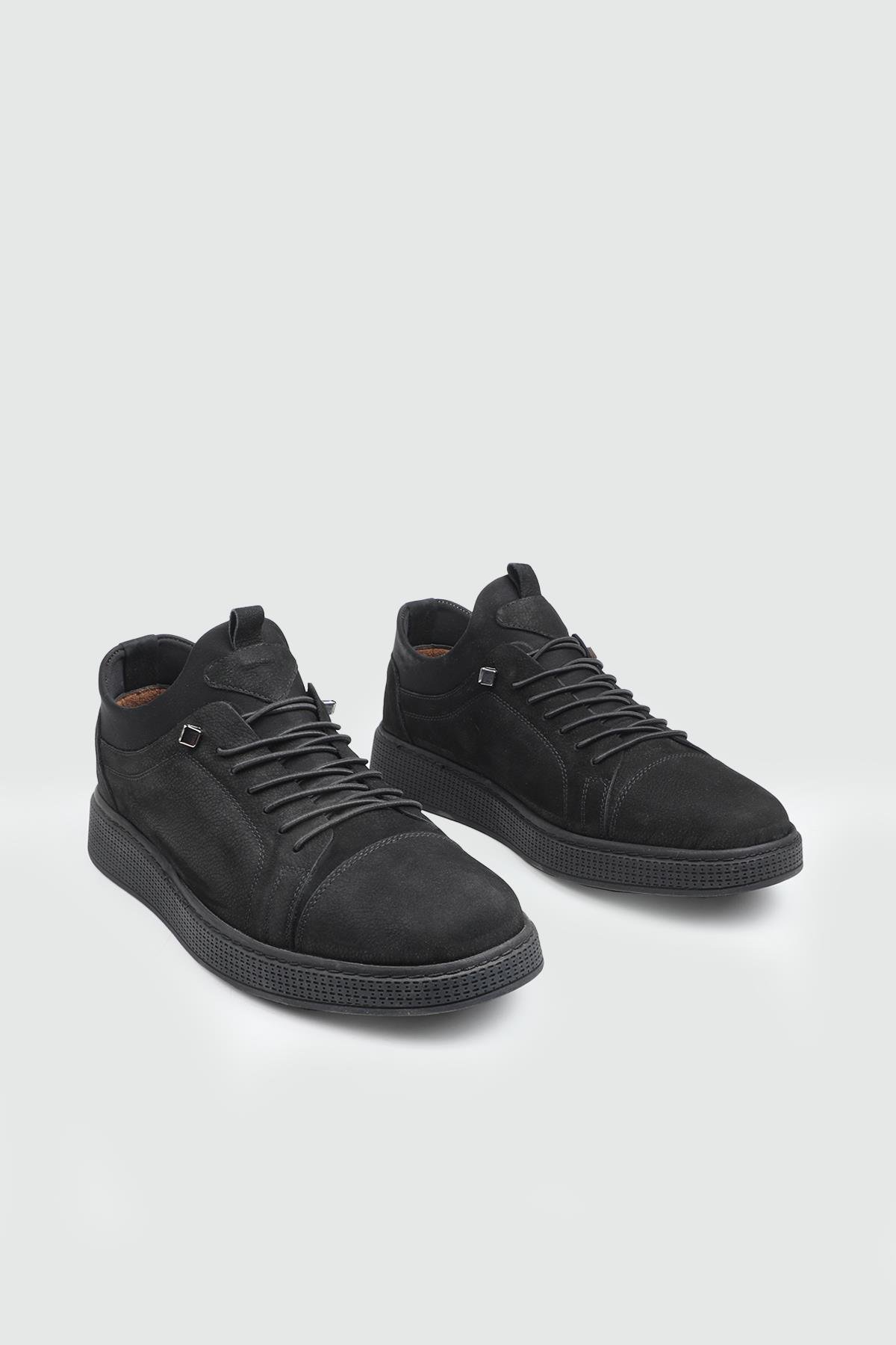 Deri Rahat Taban Günlük Siyah Nubuk Erkek Ayakkabı G-818 Erkek Günlük Ayakkabı Wow Plus WOW PLUS 25K G-818 Kauçuk