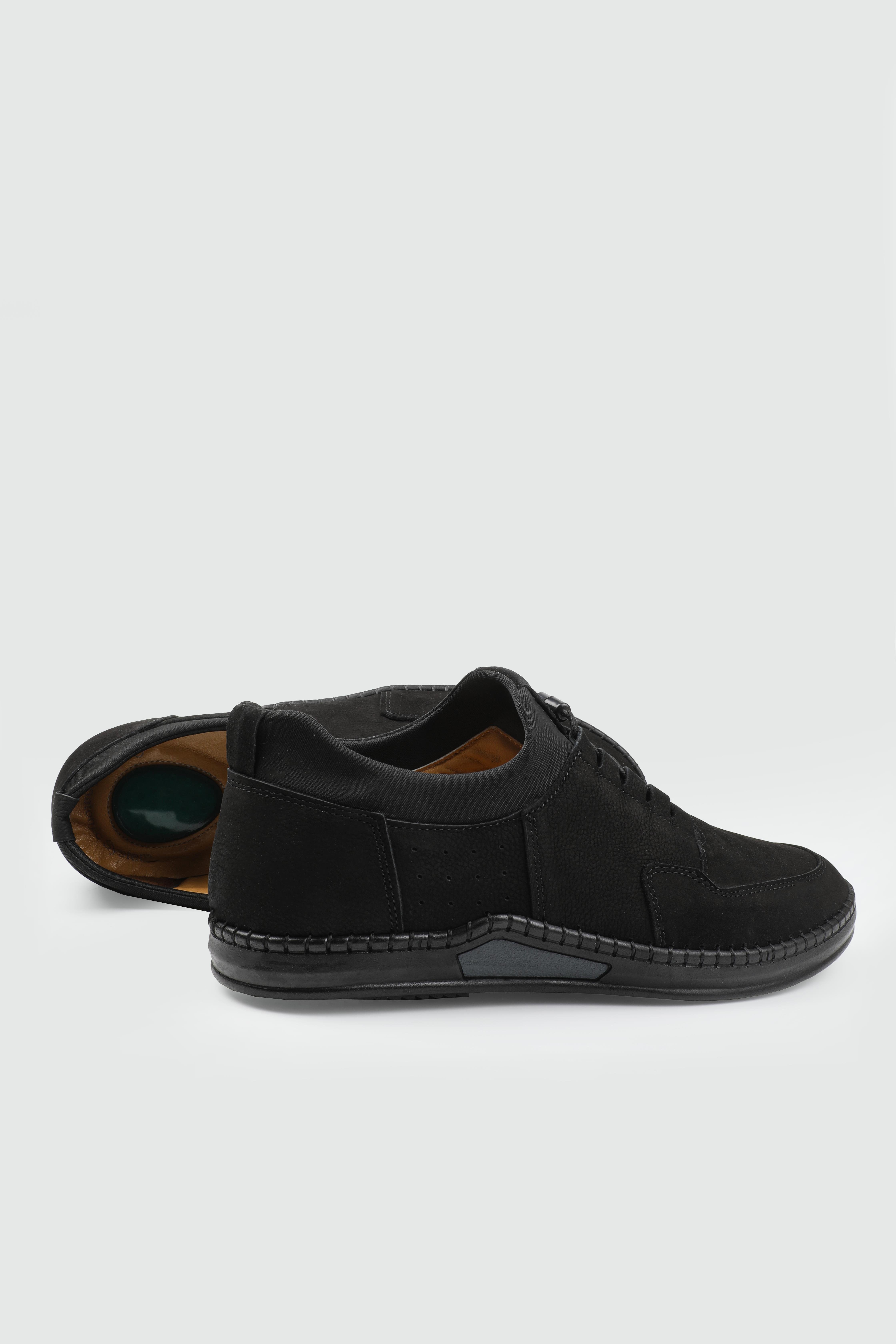 Deri Rahat Taban Günlük Siyah Nubuk Erkek Ayakkabı GAMZE 418 Erkek Günlük Ayakkabı Wow Plus GAMZE 418 MER BAĞLI POLİ