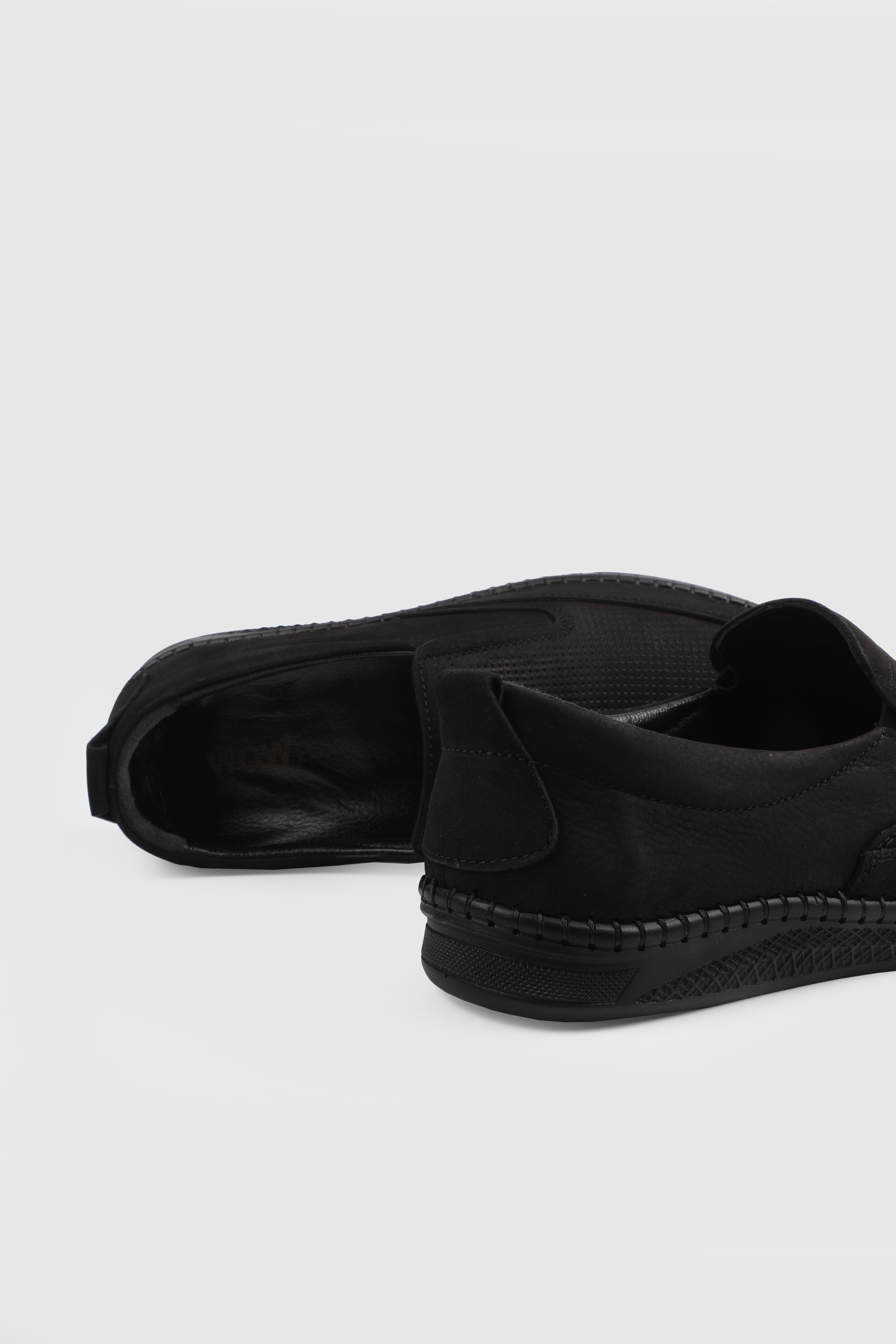 Deri Rahat Taban Günlük Siyah Nubuk Erkek Ayakkabı WOW PLUS B-012 Erkek Günlük Ayakkabı Wow Plus WOW PLUS 25Y B-012 POLİ