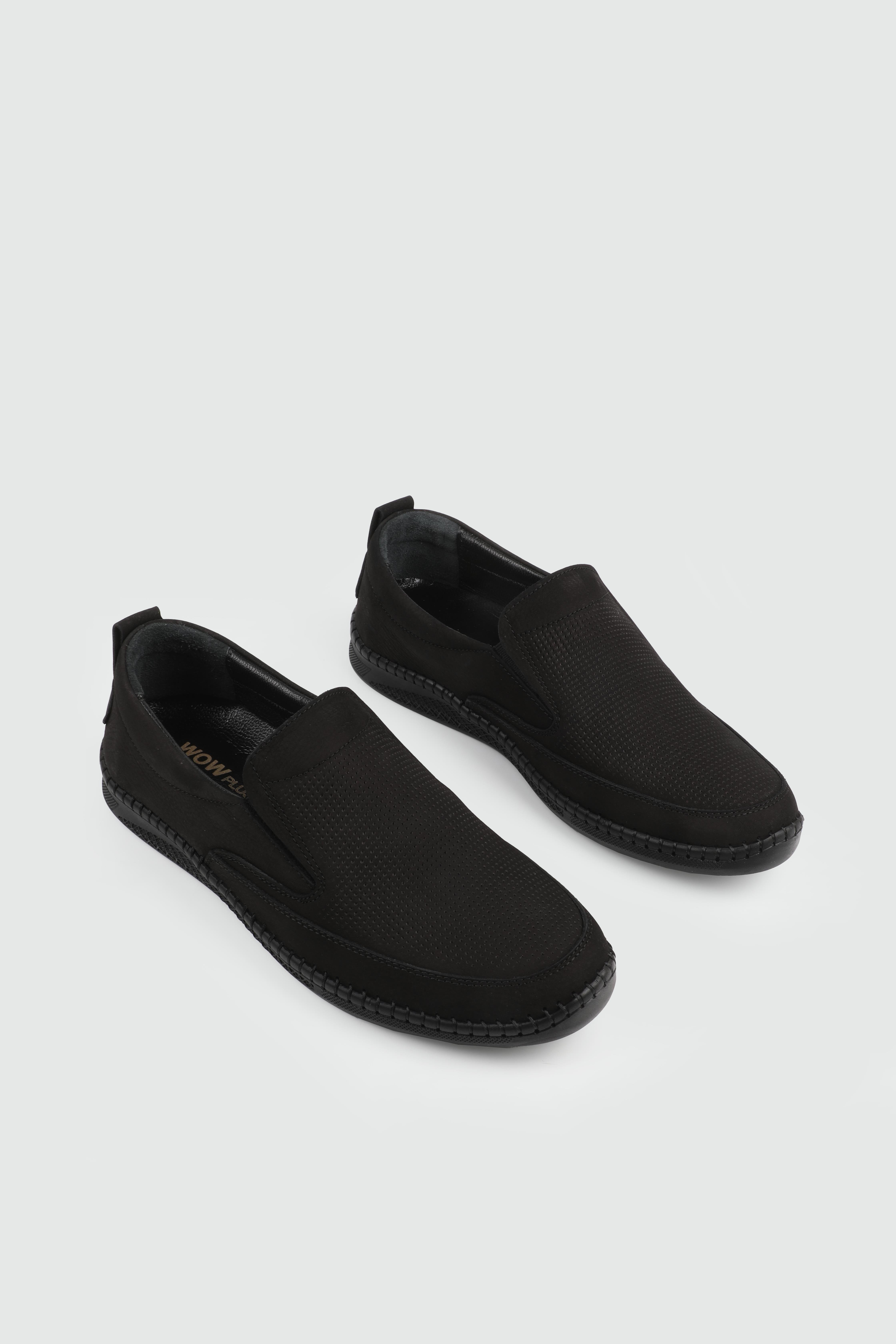 Deri Rahat Taban Günlük Siyah Nubuk Erkek Ayakkabı WOW PLUS B-012 Erkek Günlük Ayakkabı Wow Plus WOW PLUS 25Y B-012 POLİ