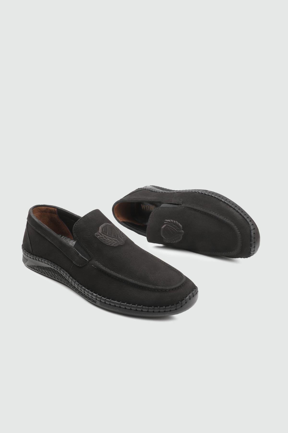 Deri Rahat Taban Günlük Siyah Nubuk Erkek Ayakkabı GAMZE 415-1 Erkek Günlük Ayakkabı Wow Plus GAMZE 415-1 MER BAĞSIZ POLİ