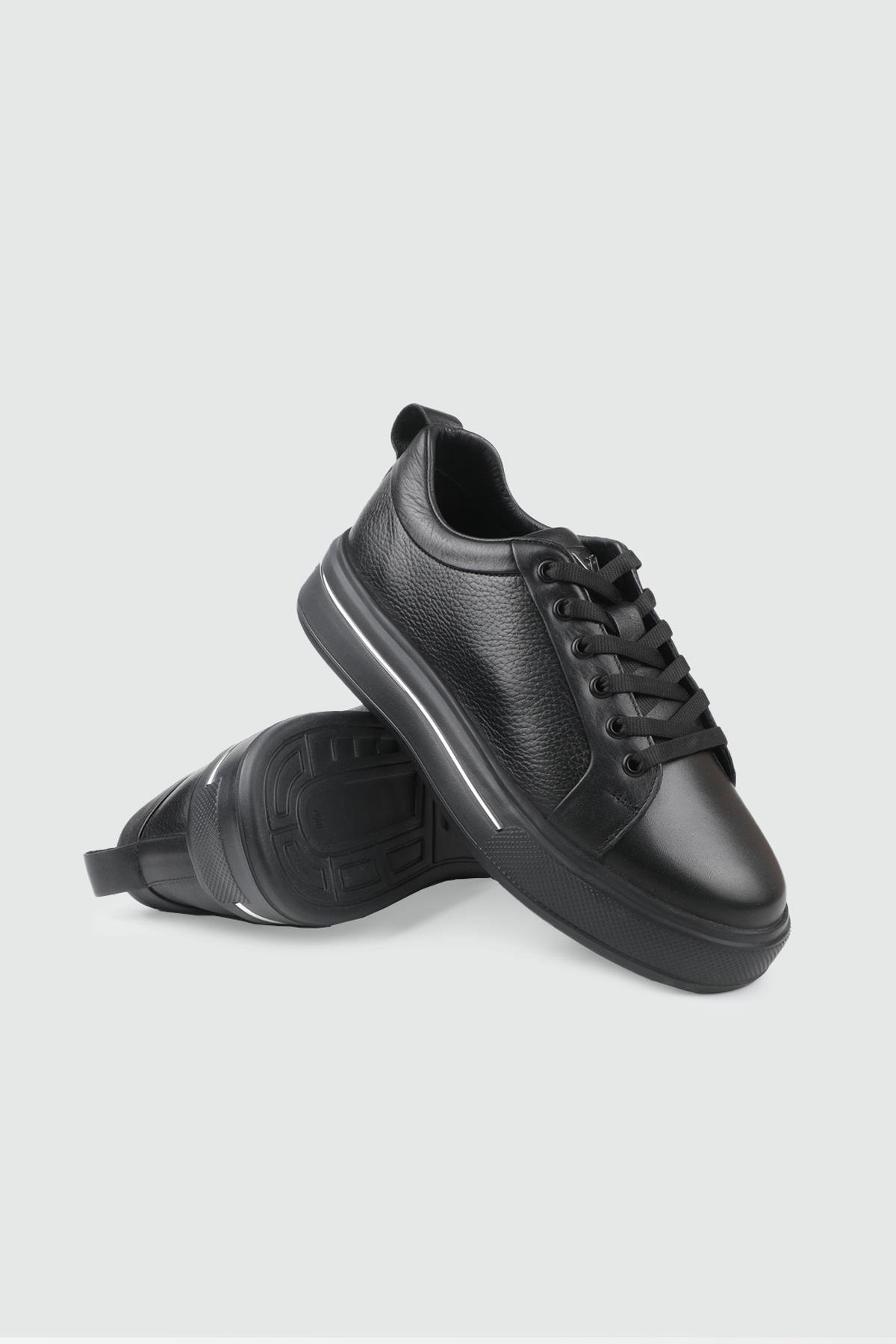 Deri Spor Ayakkabı Siyah Nata Bağcıklı Günlük Ayakkabı VOYAGER 054 Erkek Günlük Ayakkabı Voyager VOYAGER 054 MER SPOR