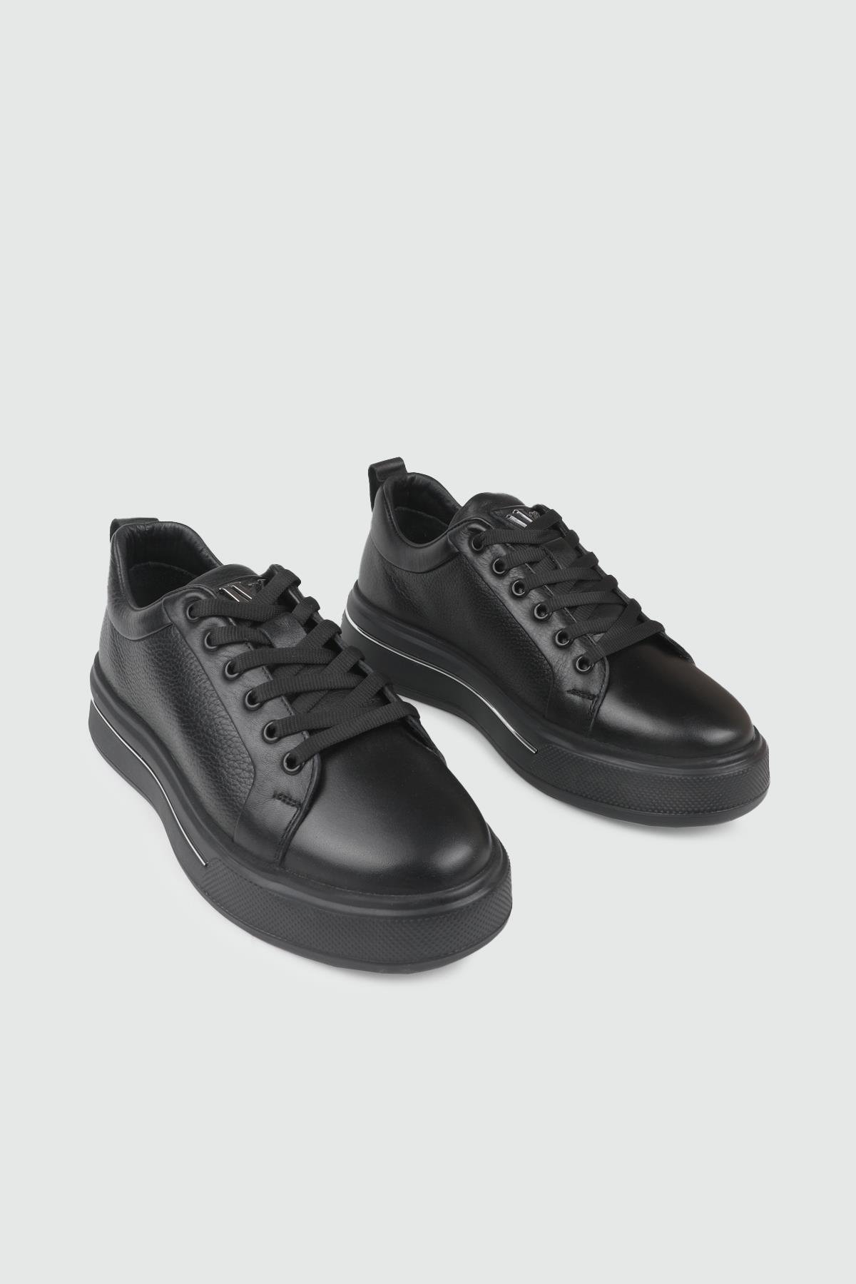 Deri Spor Ayakkabı Siyah Nata Bağcıklı Günlük Ayakkabı VOYAGER 054 Erkek Günlük Ayakkabı Voyager VOYAGER 054 MER SPOR