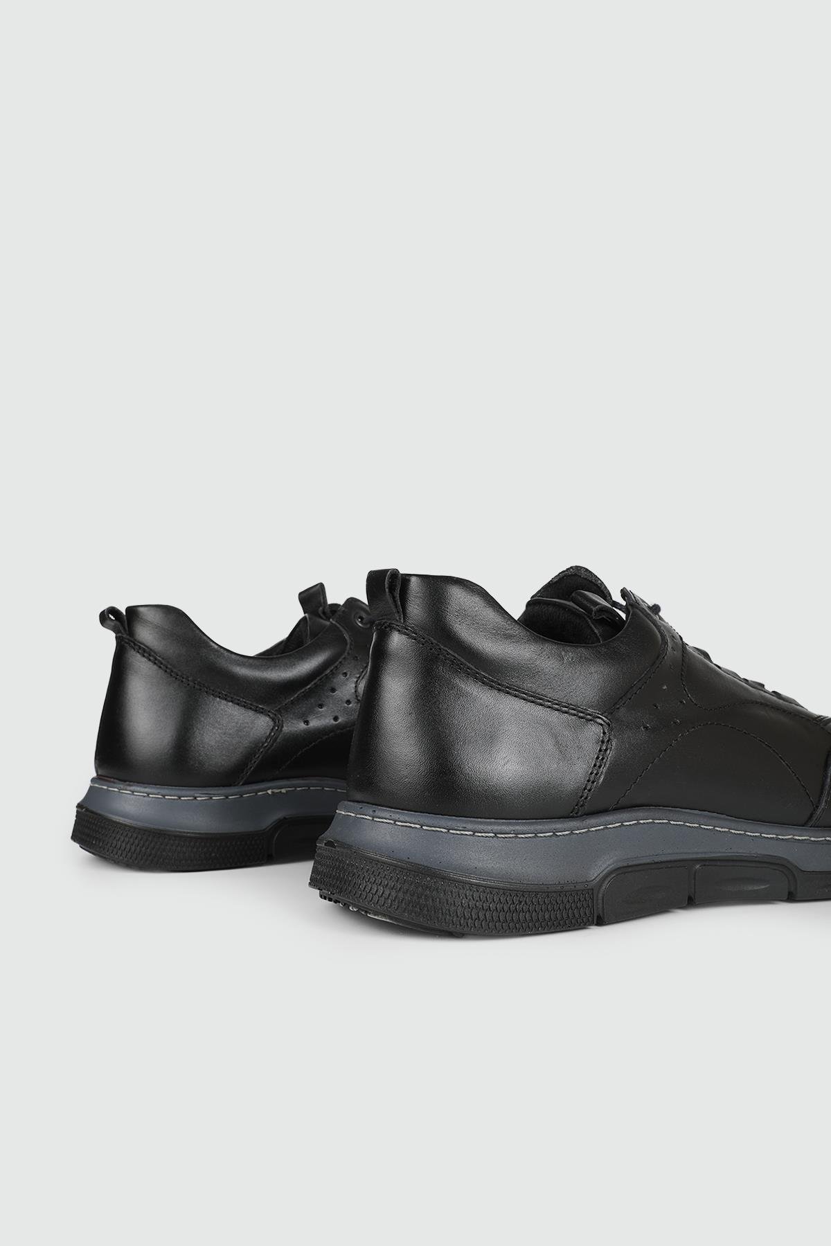 Deri Spor Siyah Antik Erkek Ayakkabı 585-206 Erkek Rahat & Confort Anatomik Wow Plus WOW PLUS 585-206  Erkek 23K