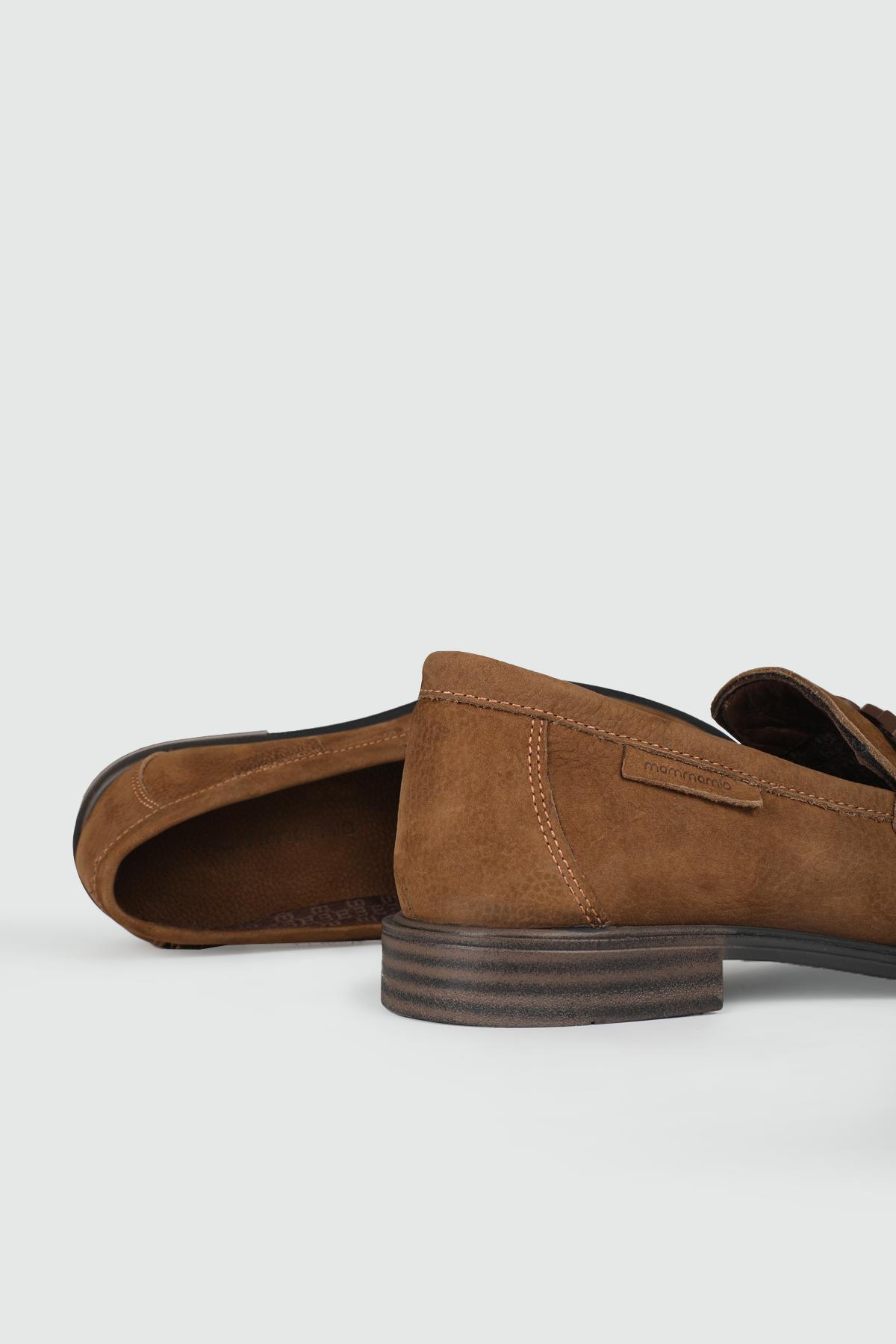 Deri Topuklu Ortopedik Fındık Nubuk Kadın Loafer 3420 Kadın Oxford (Günlük) Mammamia MAMMAMİA 3420 KADIN 24K