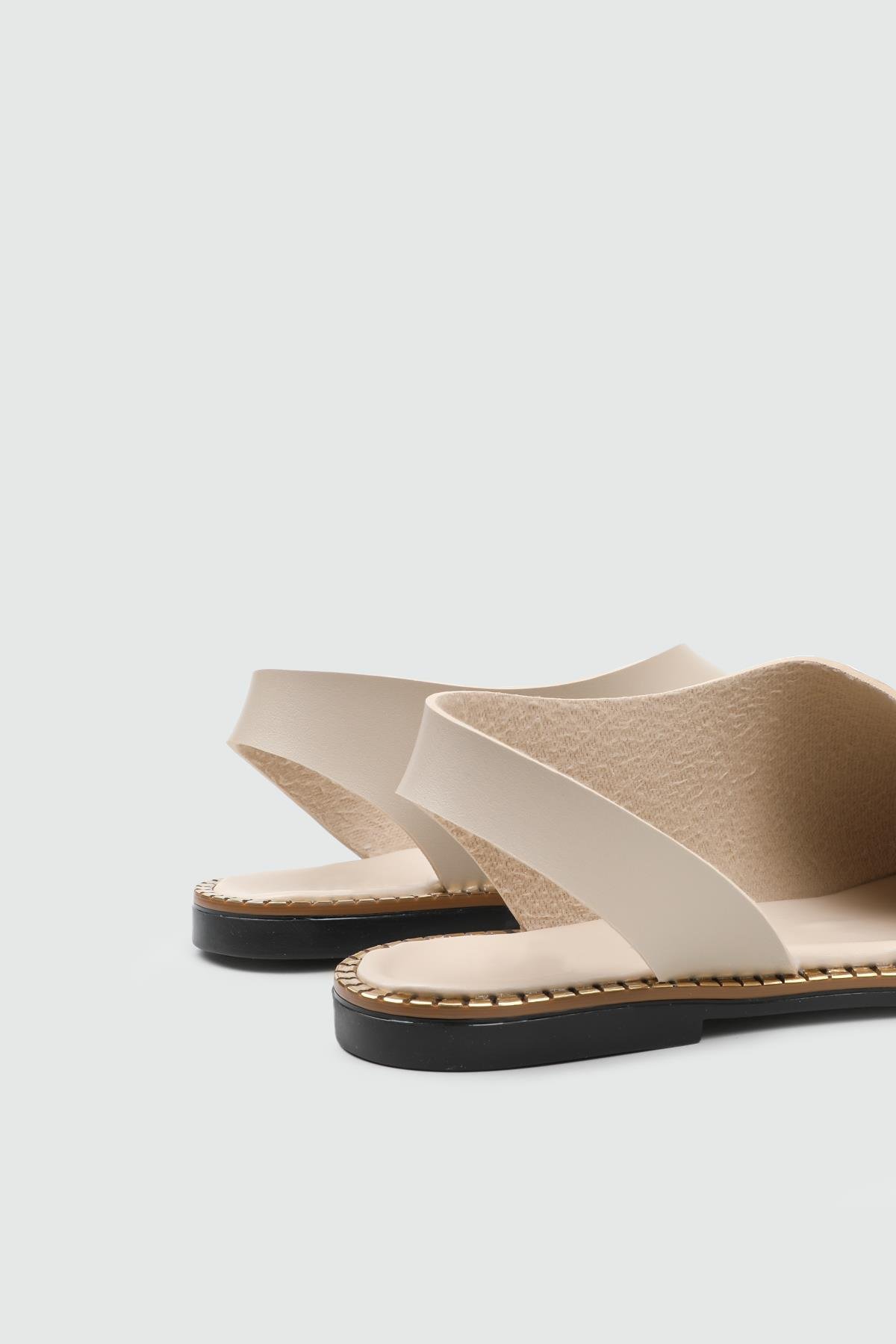 Düz Taban Sandalet Bej Günlük Rahat Kadın Sandalet SDY-101 Kadın düz Sandalet MyBella My Bella SDY-101 Kadın 25Y