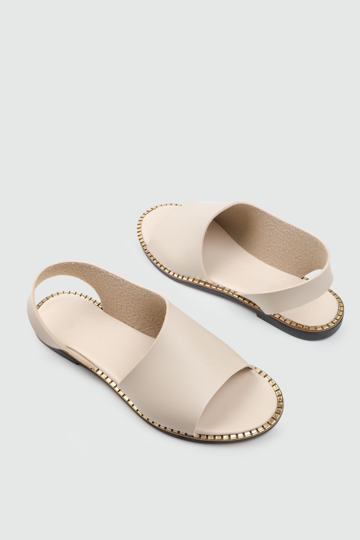 Düz Taban Sandalet Bej Günlük Rahat Kadın Sandalet SDY-101 Kadın düz Sandalet MyBella My Bella SDY-101 Kadın 25Y