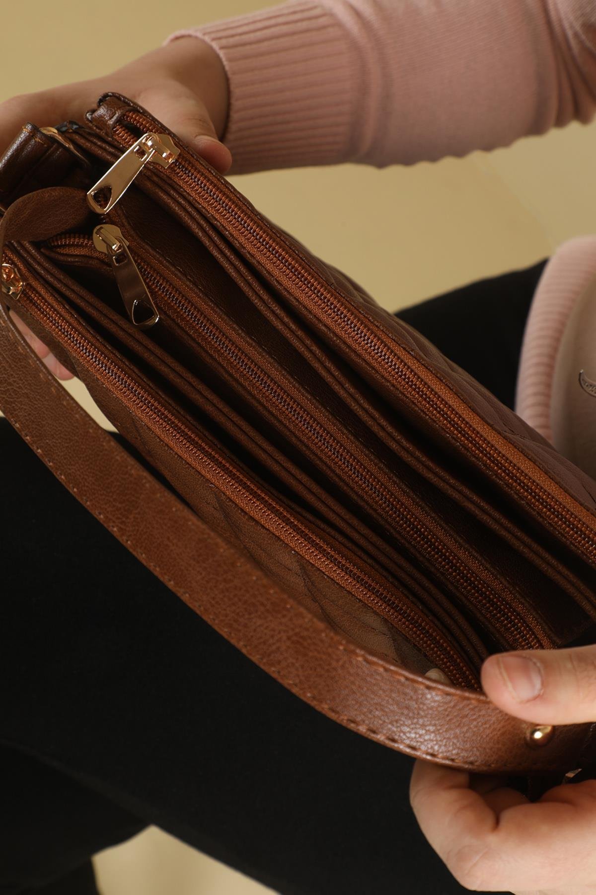 El Ve Omuz Askılı Taba Kadın Çanta 1073 Omuz Çantası Varona 2877342