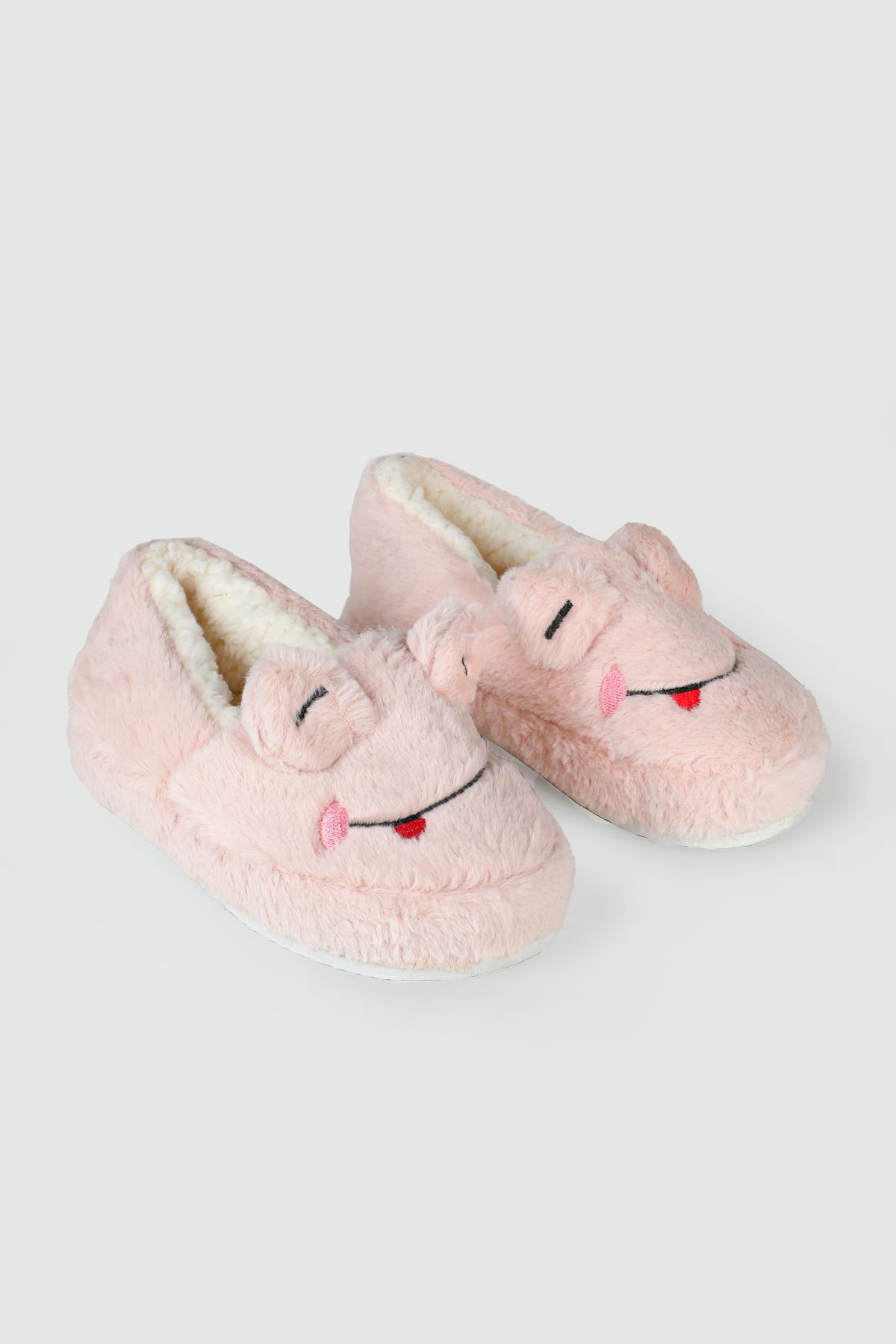 Ev İçi Rahat Hafif Kürklü Pudra Kadın Bot GUDDY Kadın Ev Botu MyBella My Bella Kurbağalı Kadın 24K