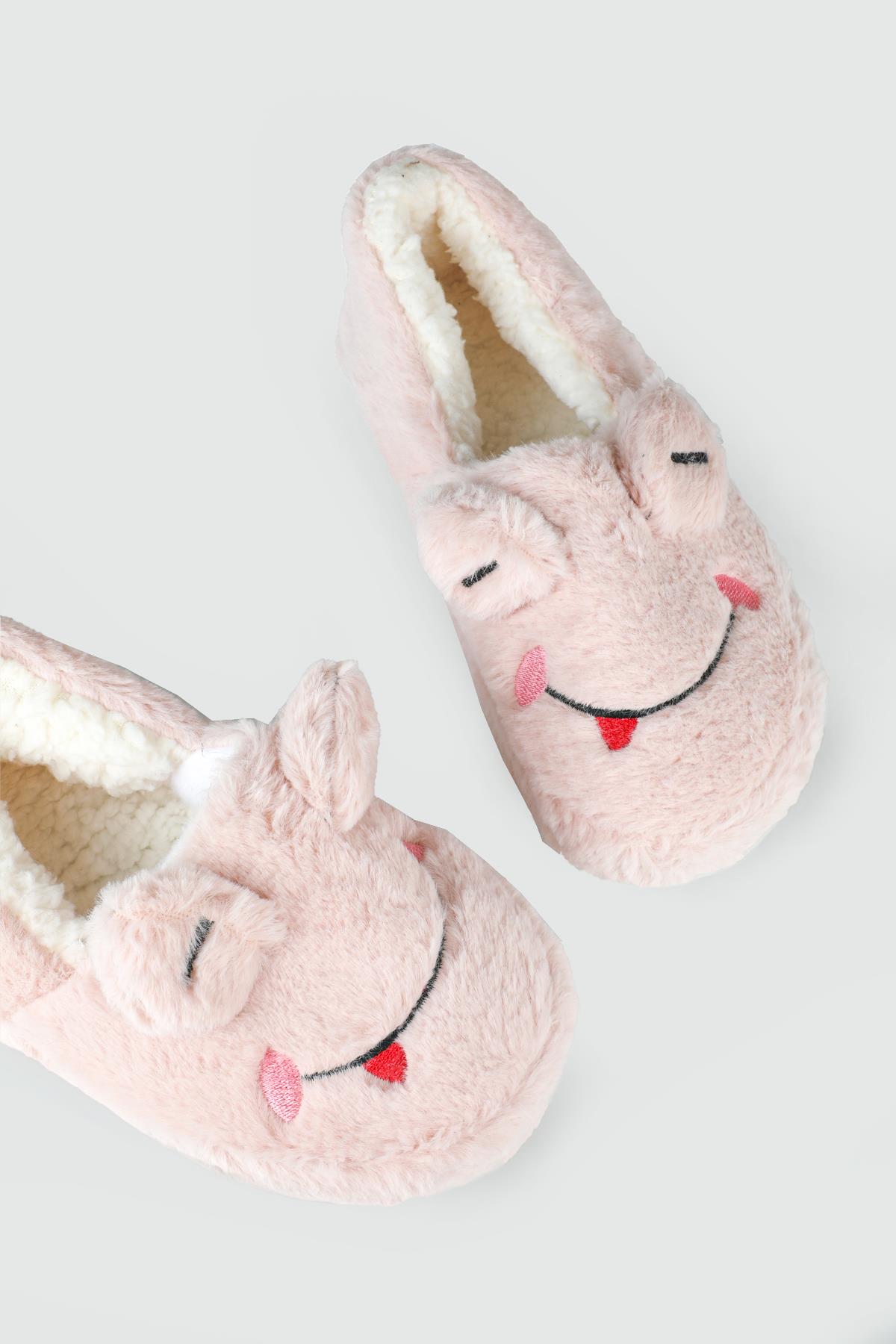 Ev İçi Rahat Hafif Kürklü Pudra Kadın Bot GUDDY Kadın Ev Botu MyBella My Bella Kurbağalı Kadın 24K