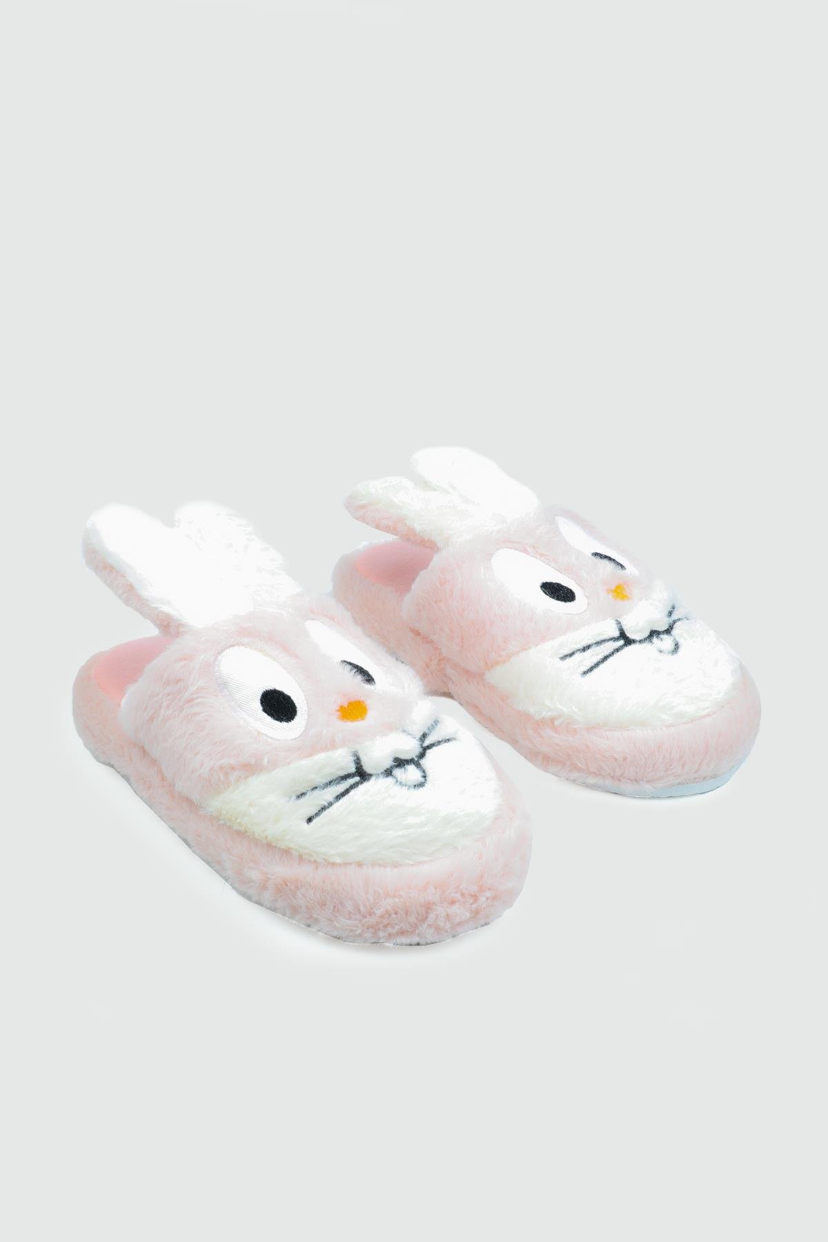 Ev İçi Rahat Tüylü Beyaz Pembe Kadın Terlik Z-2 Kadın Kışlık Ev Terliği Carla Bella My Bella Bugs Bunny 25K