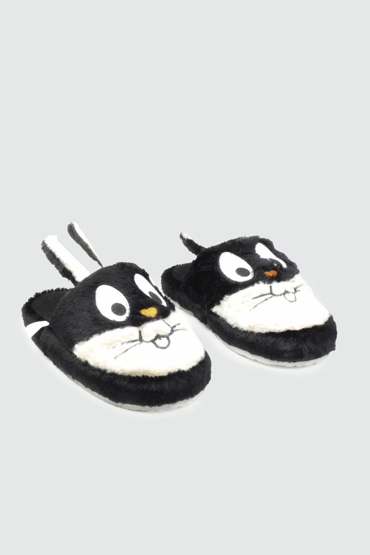 Ev İçi Rahat Tüylü Beyaz Siyah Kadın Terlik Z-2 Kadın Kışlık Ev Terliği Carla Bella My Bella Bugs Bunny 25K