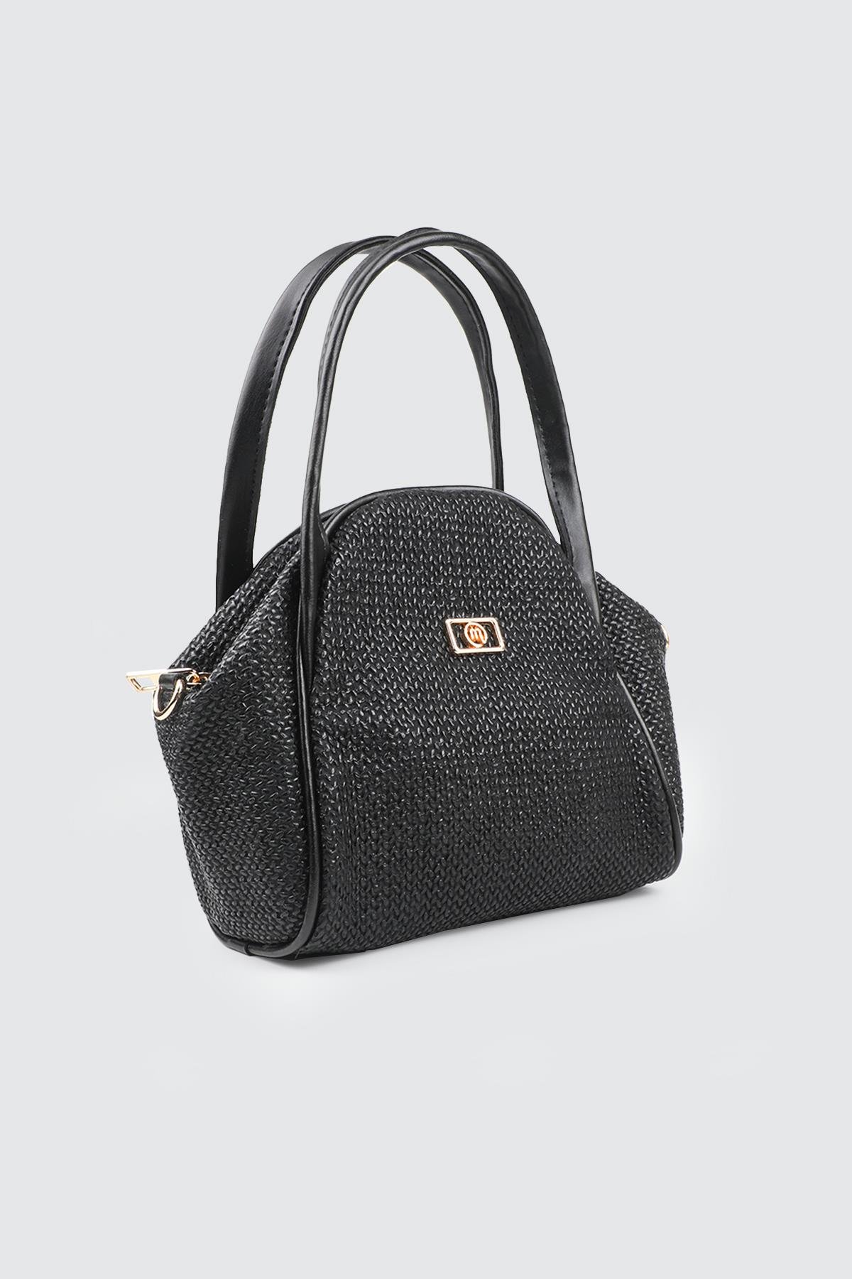 Fermuarlı Çıtlı El Ve Omuz Çanta Siyah Hasır Siyah Kadın Günlük El Ve Omuz Çanta Mimoza 8183 Günlük Çanta Mimoza Çanta Mimoza 8183