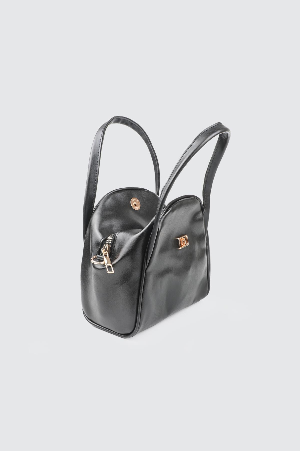 Fermuarlı Çıtlı El Ve Omuz Çanta Siyah Rugan Kadın Günlük El Ve Omuz Çanta Mimoza 8183 Günlük Çanta Mimoza Çanta Mimoza 8183