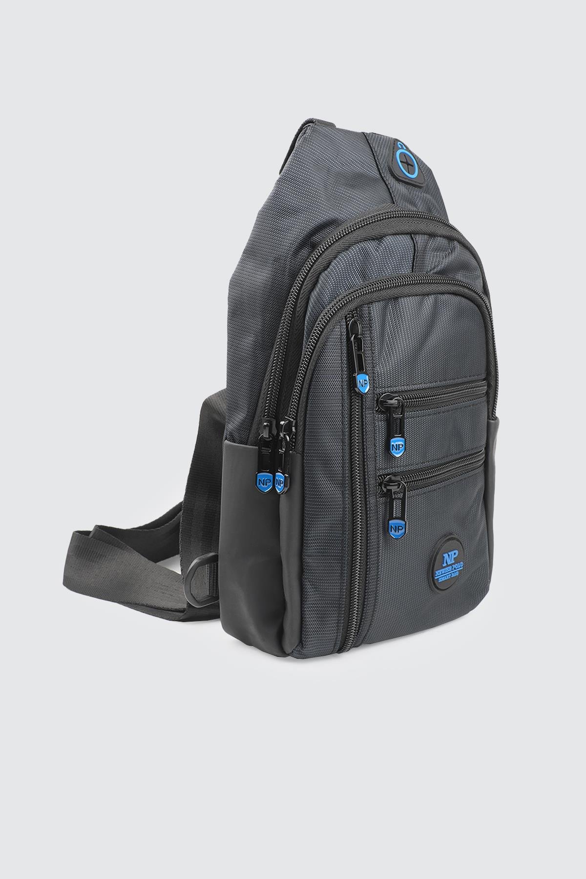 Fermuarlı El ve Omuz Günlük Siyah Mavi Erkek Çanta Nevish 2333 Günlük Çanta Nevish Nevish 2333