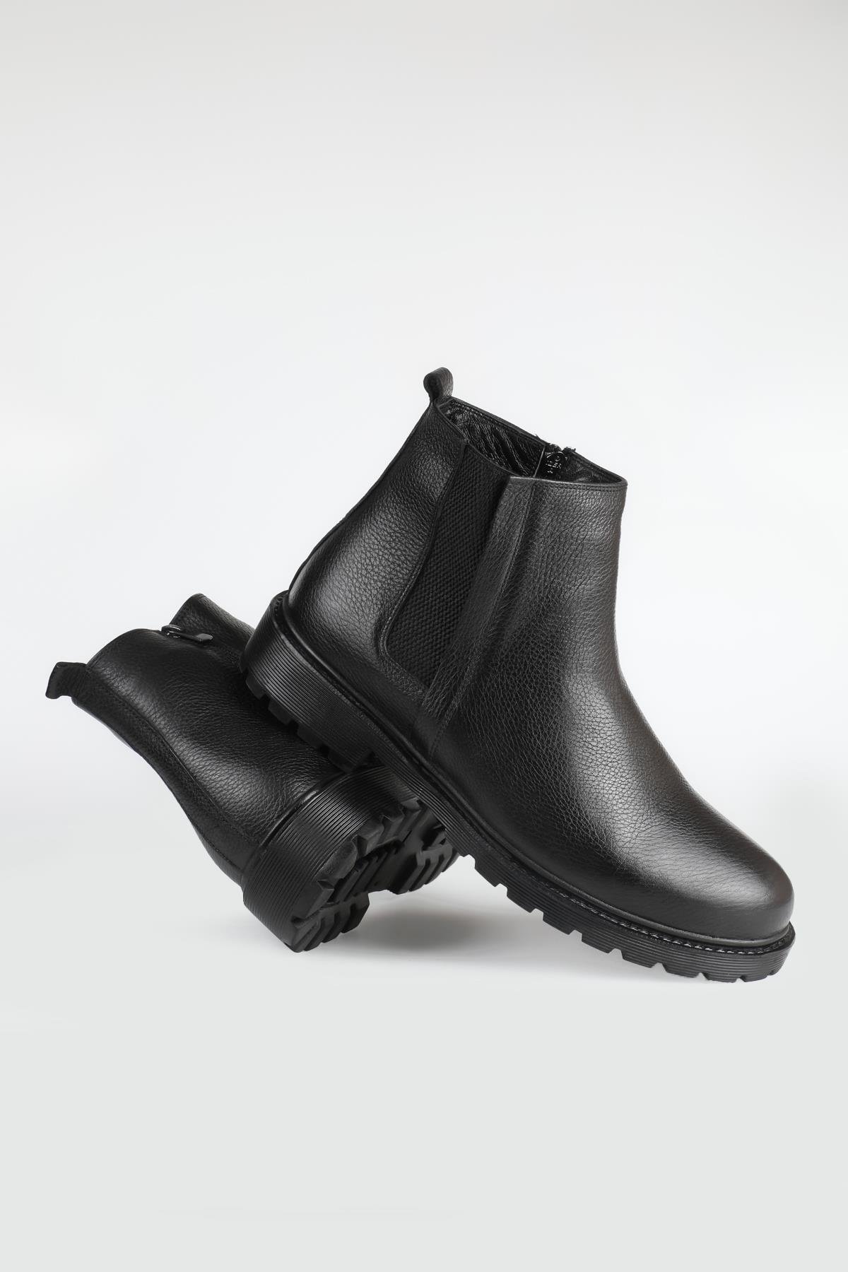 Fermuarlı Günlük Deri Siyah Floter  238-020 Erkek Klasik Bot Wow Plus AYHAN 238-020 LST. FER. DÜZ