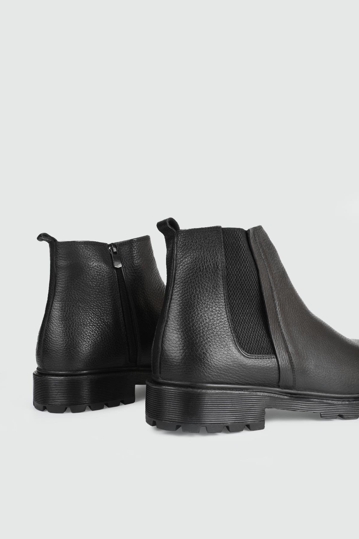 Fermuarlı Günlük Deri Siyah Floter  238-020 Erkek Klasik Bot Wow Plus AYHAN 238-020 LST. FER. DÜZ