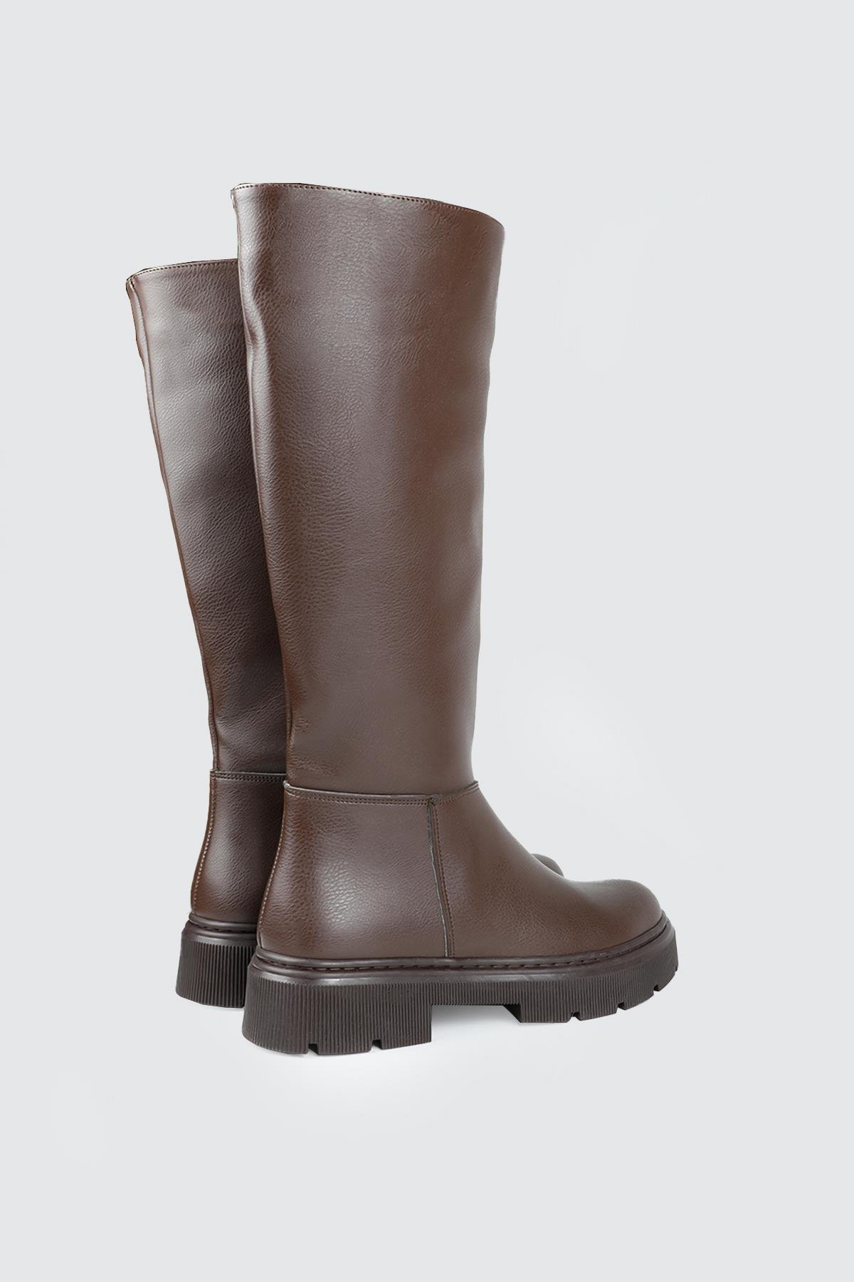 Fermuarlı Kadın Çizme Kahve Kalın Taban Çizme MY BELLA STN-1453 Kadın Günlük Conford Bot MyBella MY BELLA STN-1453 Kadın 25K