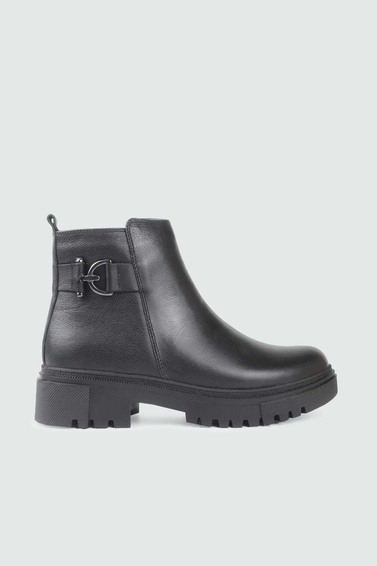 Fermuarlı Tokalı Deri Siyah King Kaymaz Taban Kadın Günlük Bot MY BELLA 024-010-1 Kadın Günlük Conford Bot MyBella MY BELLA 024-010-1 Kadın 25K