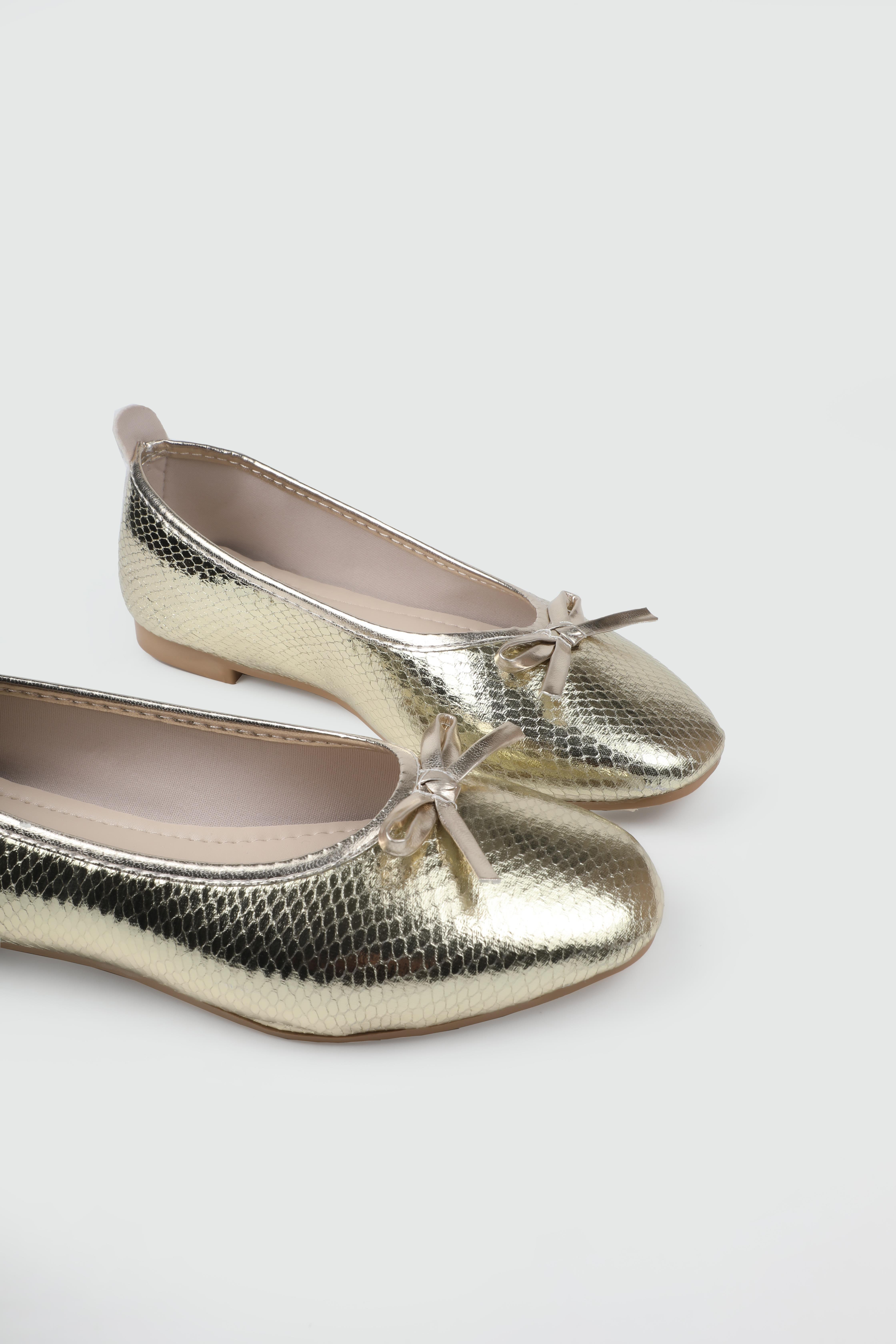 Fiyonklu Günlük Rahat Altın Baskılı Kadın Ayakkabı SDY-112 Kadın Babet MyBella My Bella SDY-112 Kadın 25Y