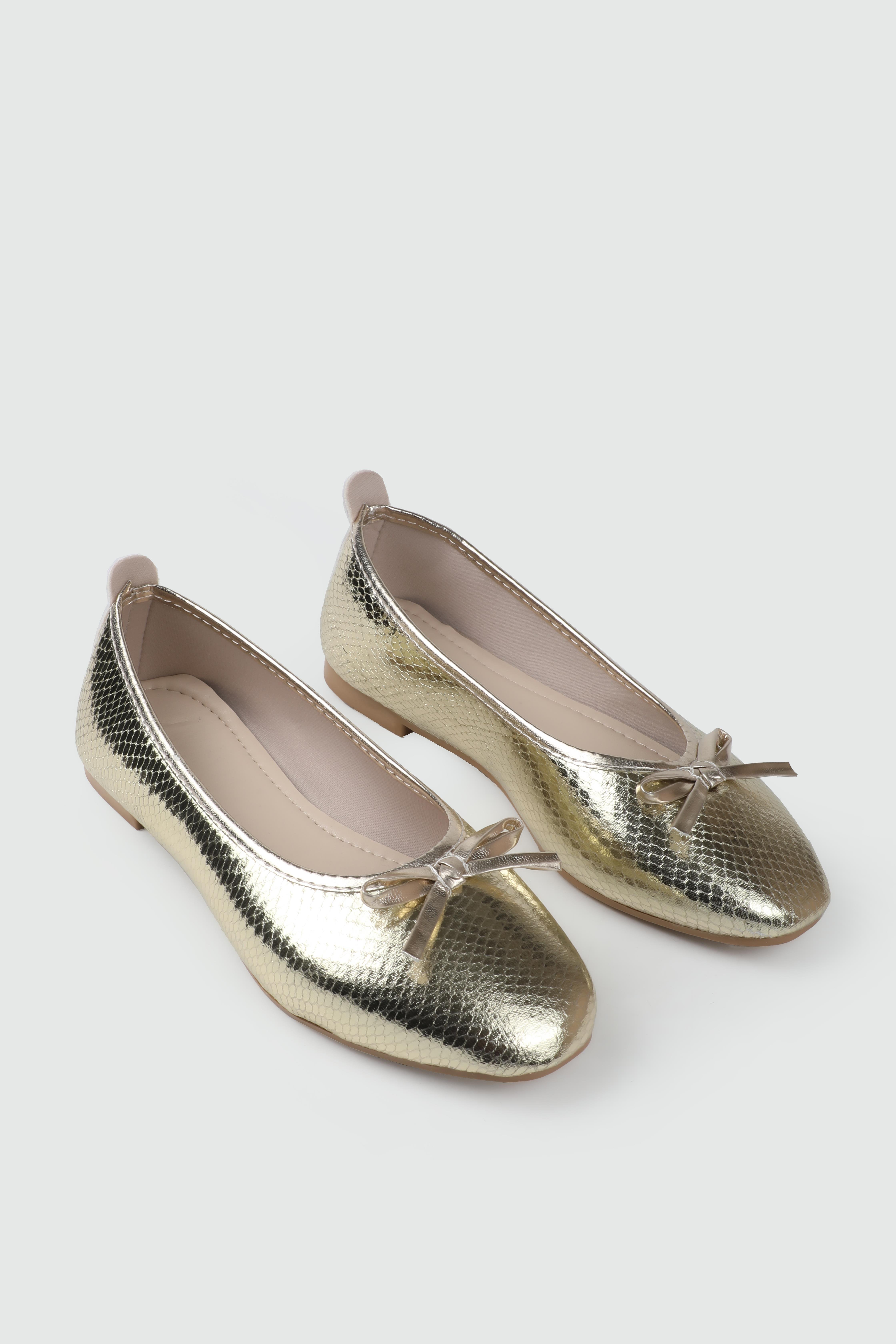 Fiyonklu Günlük Rahat Altın Baskılı Kadın Ayakkabı SDY-112 Kadın Babet MyBella My Bella SDY-112 Kadın 25Y