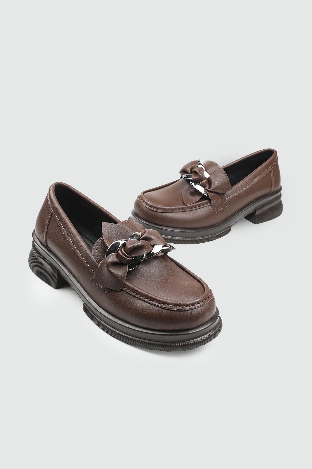 Fiyonklu Günlük Rahat Kahve Kadın Loafer MH-175 Kadın Günlük Ayakkabı MyBella MY BELLA MH-175 Kadın 25K