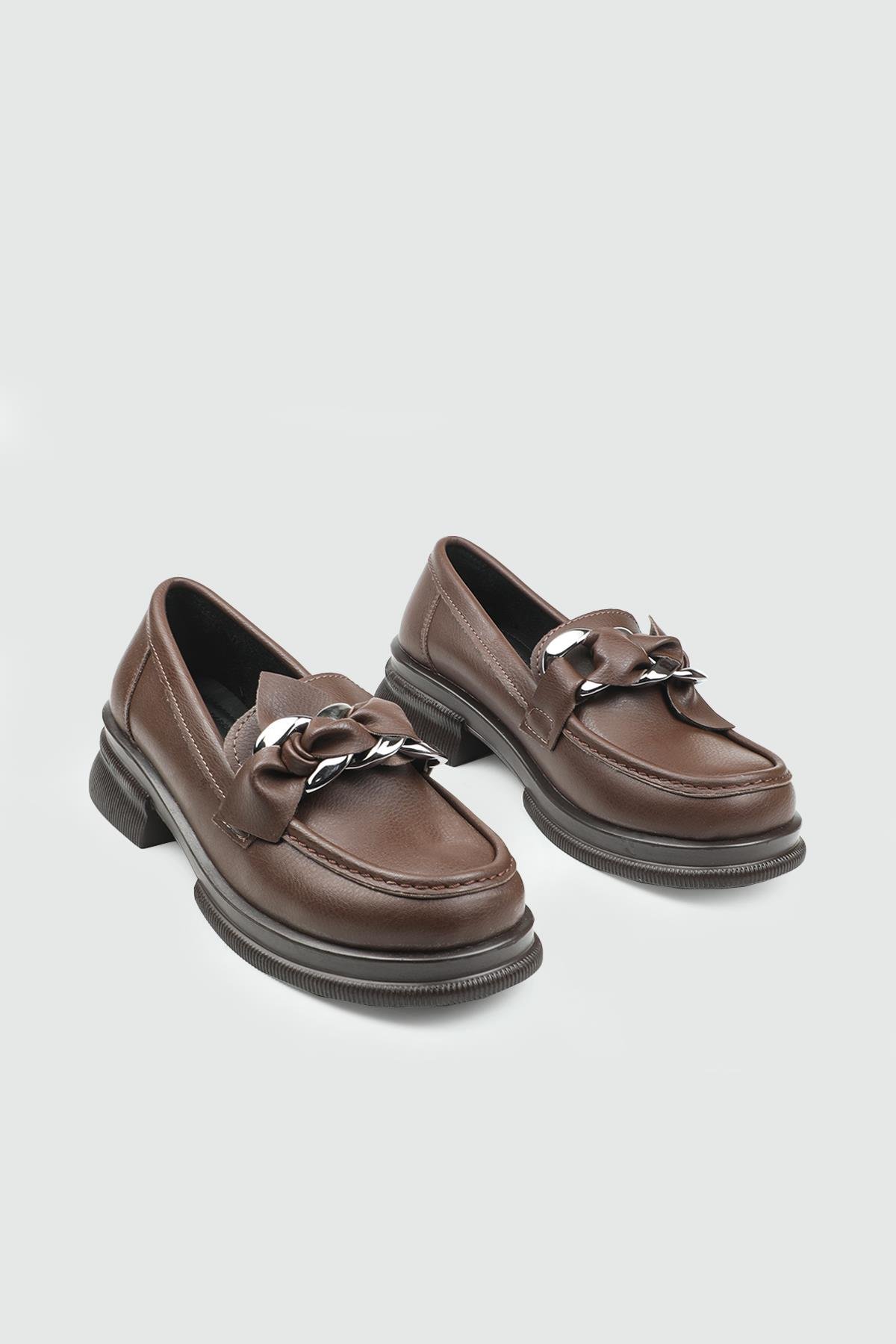 Fiyonklu Günlük Rahat Kahve Kadın Loafer MH-175 Kadın Günlük Ayakkabı MyBella MY BELLA MH-175 Kadın 25K