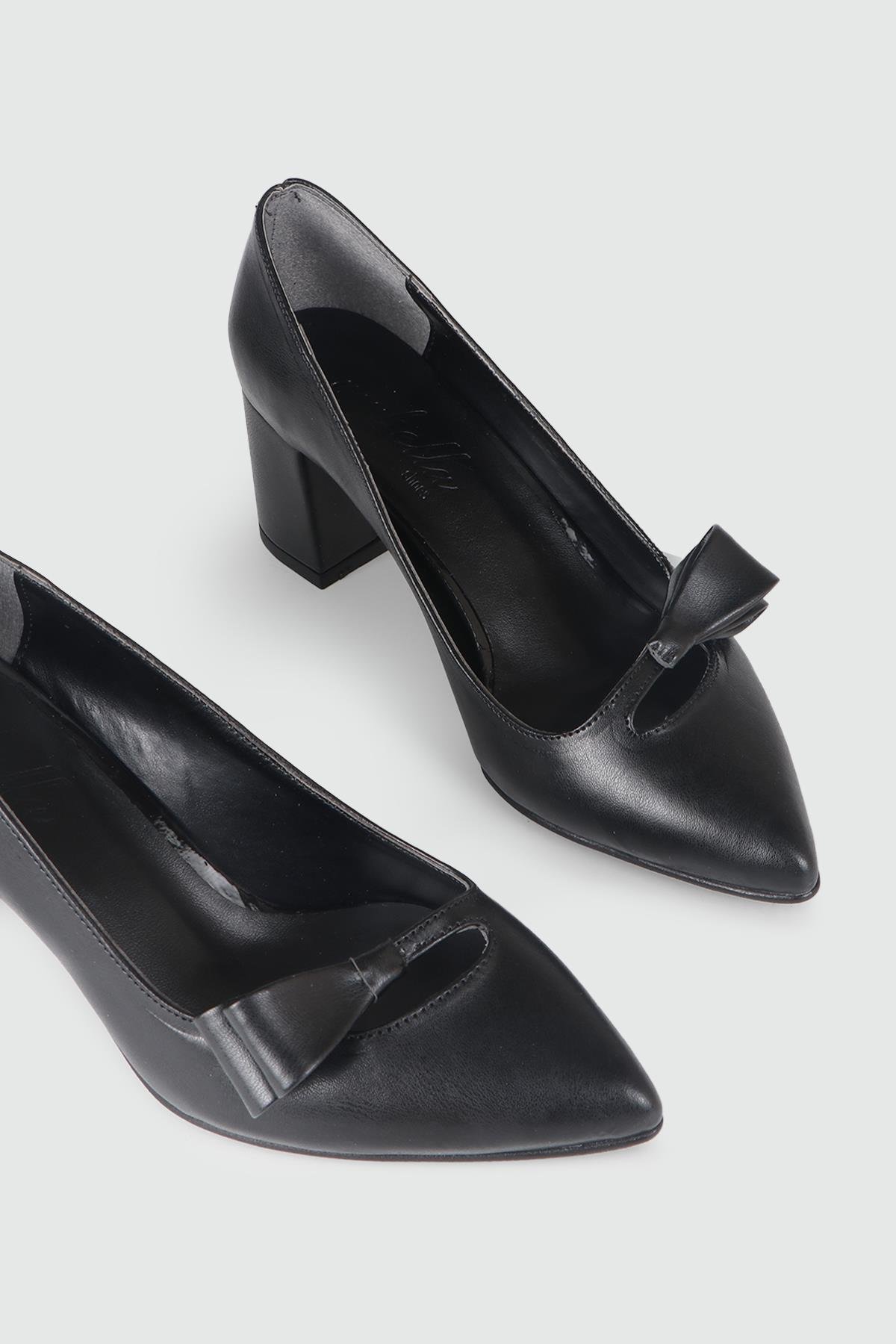 Fiyonklu Topuklu Siyah Kadın Ayakkabı SRP-62 Kadın Yüksek Topuklu Serap MYBELLA SRP-62 KADIN 24K