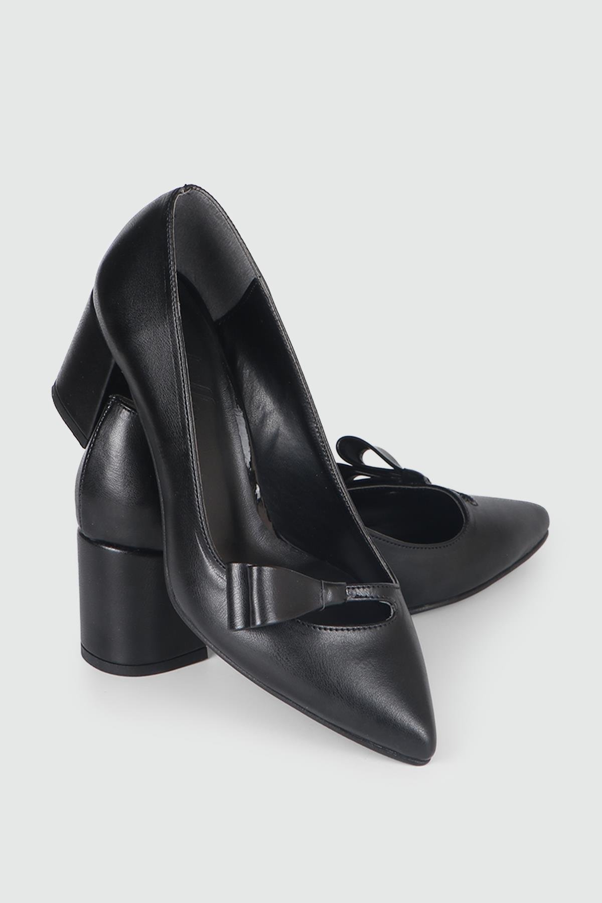 Fiyonklu Topuklu Siyah Kadın Ayakkabı SRP-62 Kadın Yüksek Topuklu Serap MYBELLA SRP-62 KADIN 24K