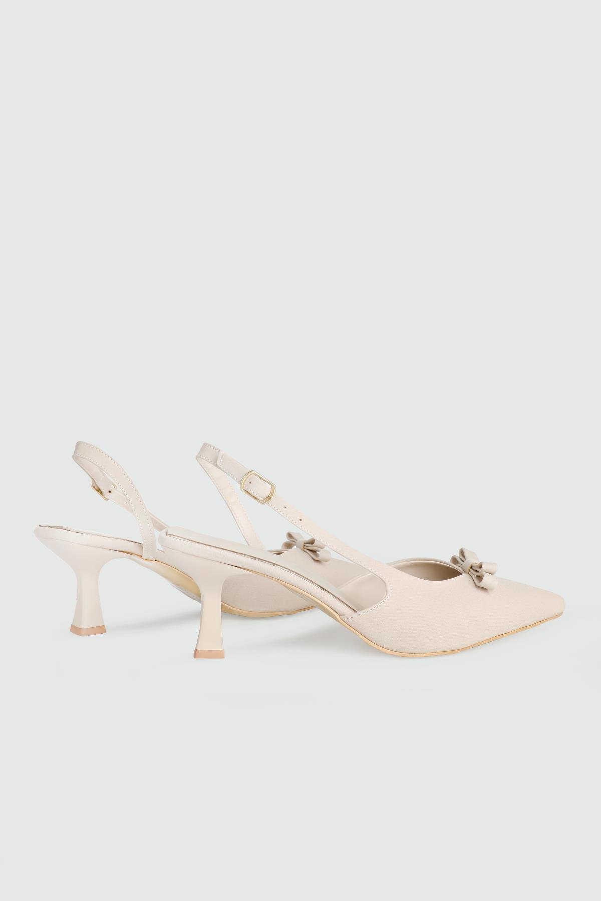 Fiyonklu Topuklu Ten Kumaş Kadın Ayakkabı TU-710 Kadın Yüksek Topuklu MyBella My Bella TU-710 Kadın 25Y