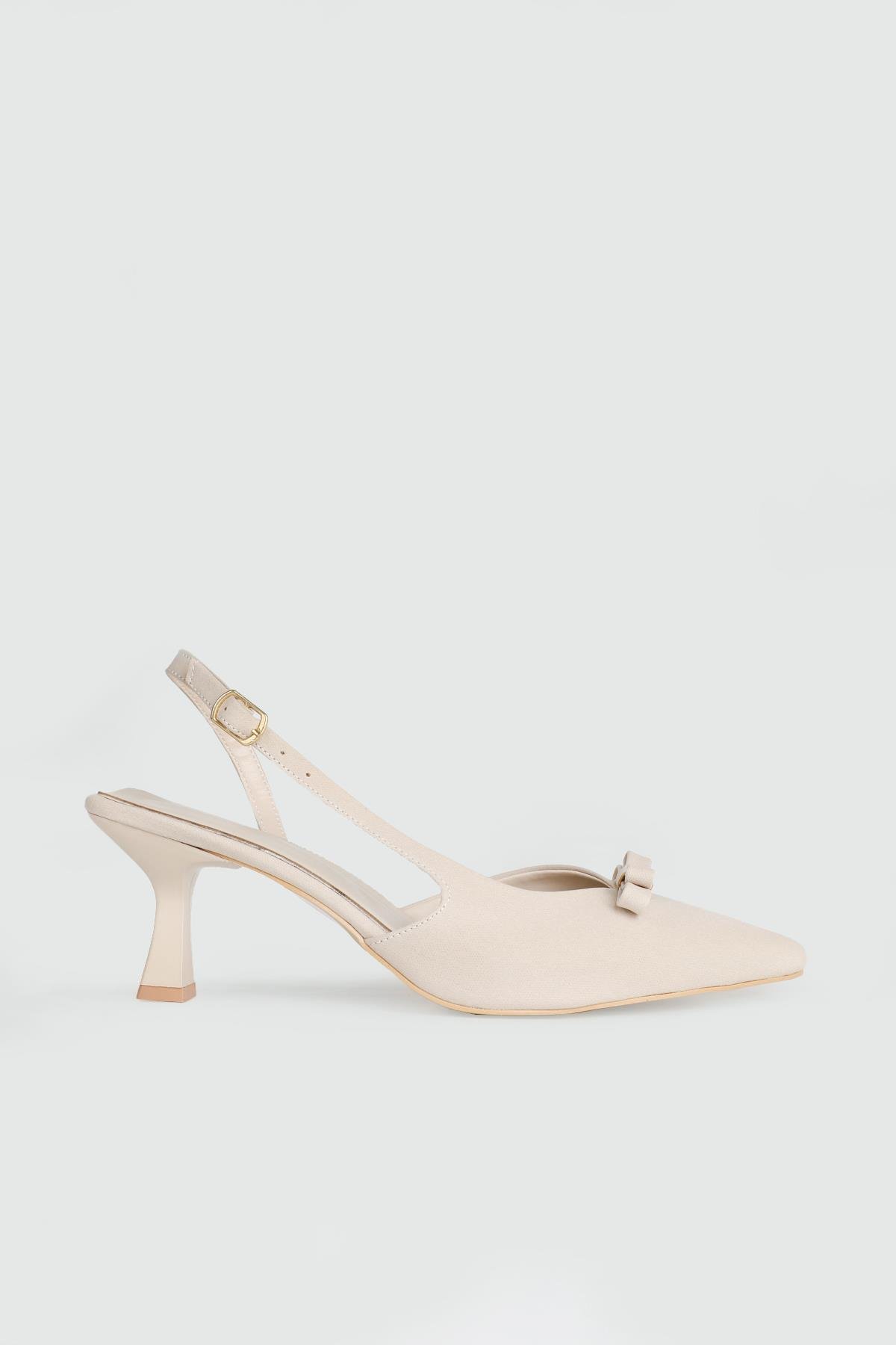 Fiyonklu Topuklu Ten Kumaş Kadın Ayakkabı TU-710 Kadın Yüksek Topuklu MyBella My Bella TU-710 Kadın 25Y