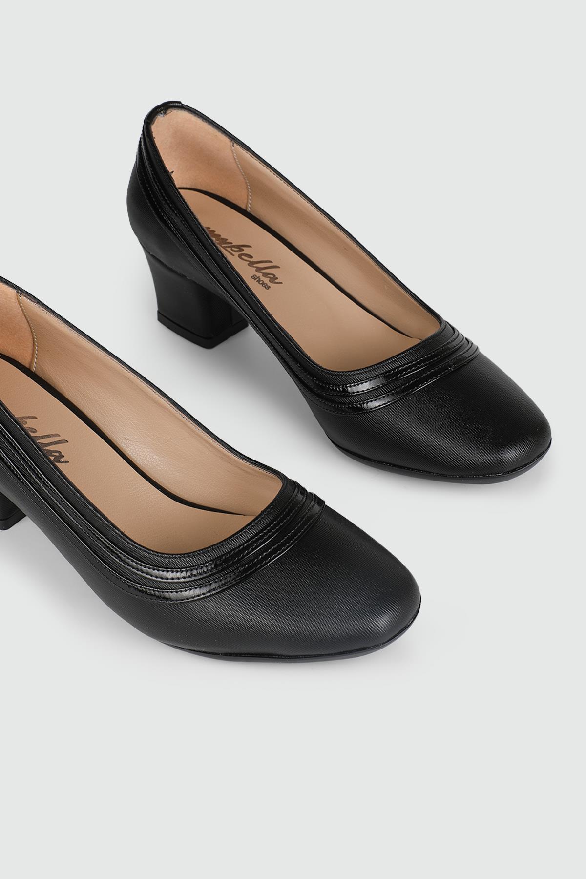 Günlük 5 cm Topuklu Siyah Kadın Ayakkabı 8672-09 Kadın Alçak Topuklu MyBella MYBELLA  MF-8672-09 Kadın 24Y