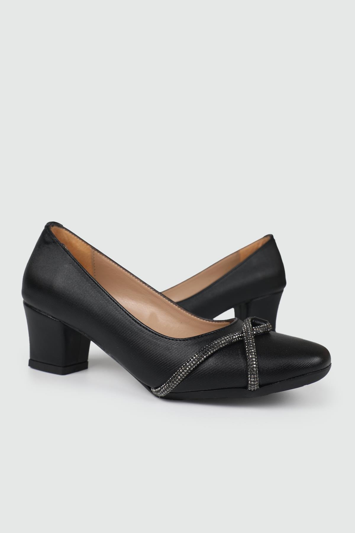 Günlük 5 cm Topuklu Siyah Kadın Ayakkabı MF-8631 Kadın Alçak Topuklu MyBella MYBELLA  MF-8631 Kadın 24Y