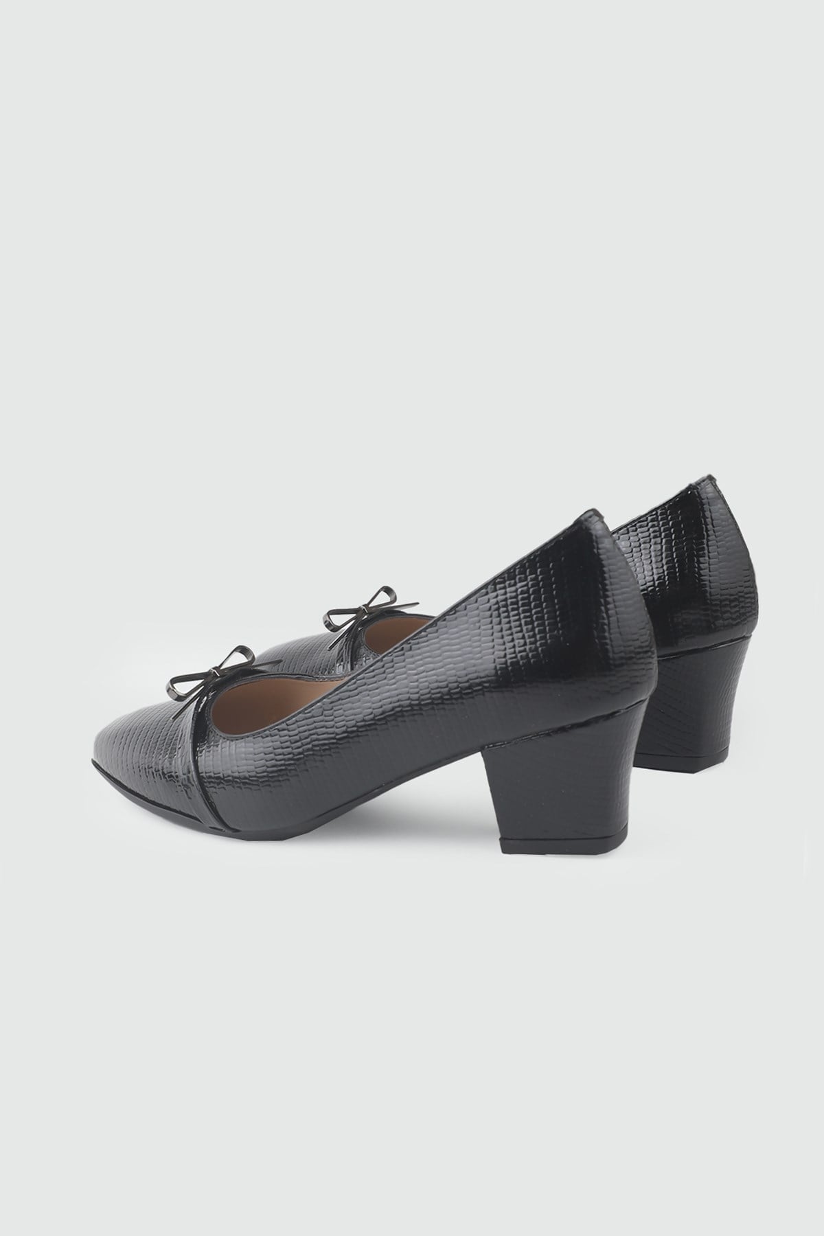 Günlük 5 cm Topuklu siyah Rugan Kroko Kadın Ayakkabı 8629-09 Kadın Alçak Topuklu MyBella MYBELLA MF-86015 Kadın 26Y