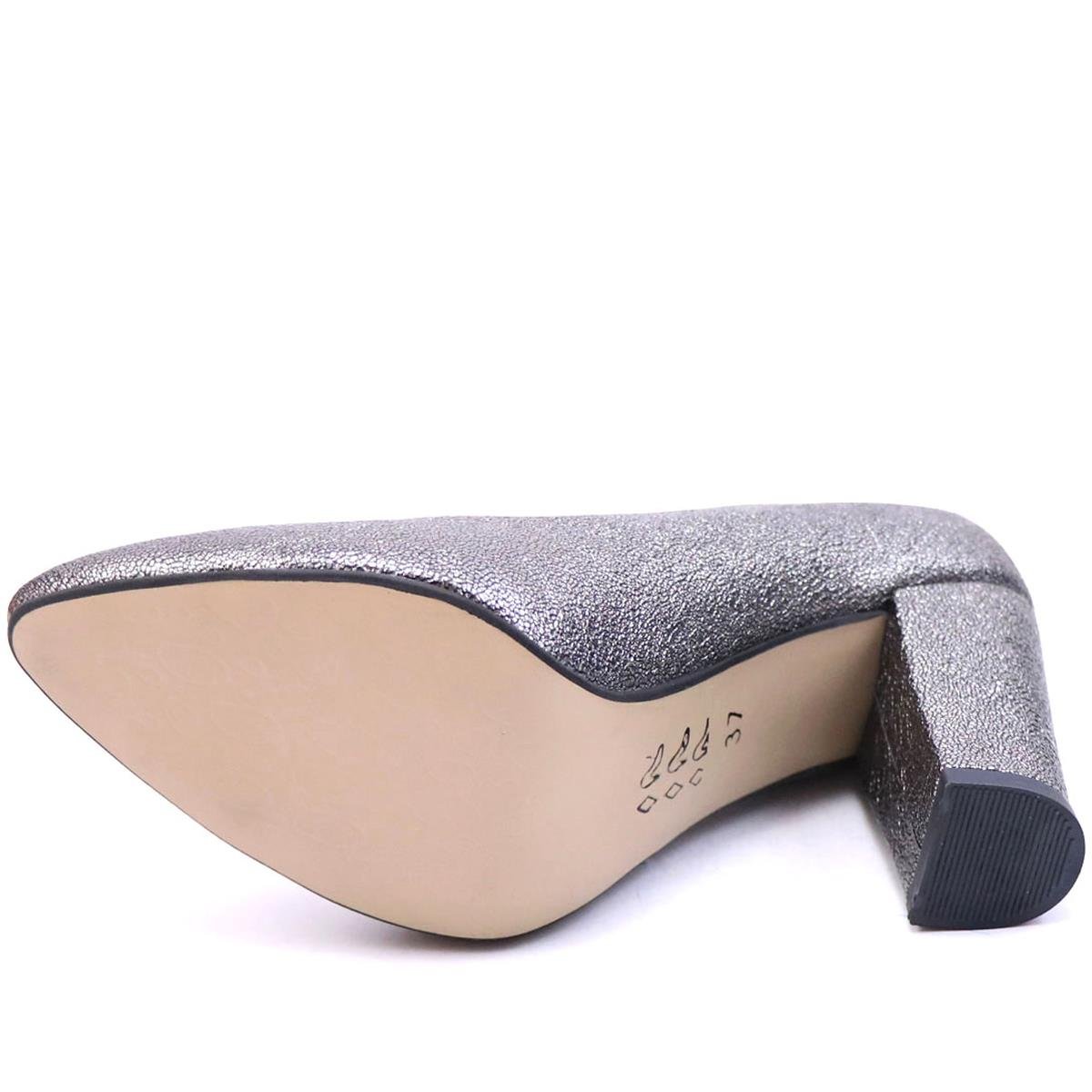 Günlük 9 cm Topuklu Platin Çatlak Kadın Ayakkabı N-2600 Kadın Yüksek Topuklu Carla Bella 7167870