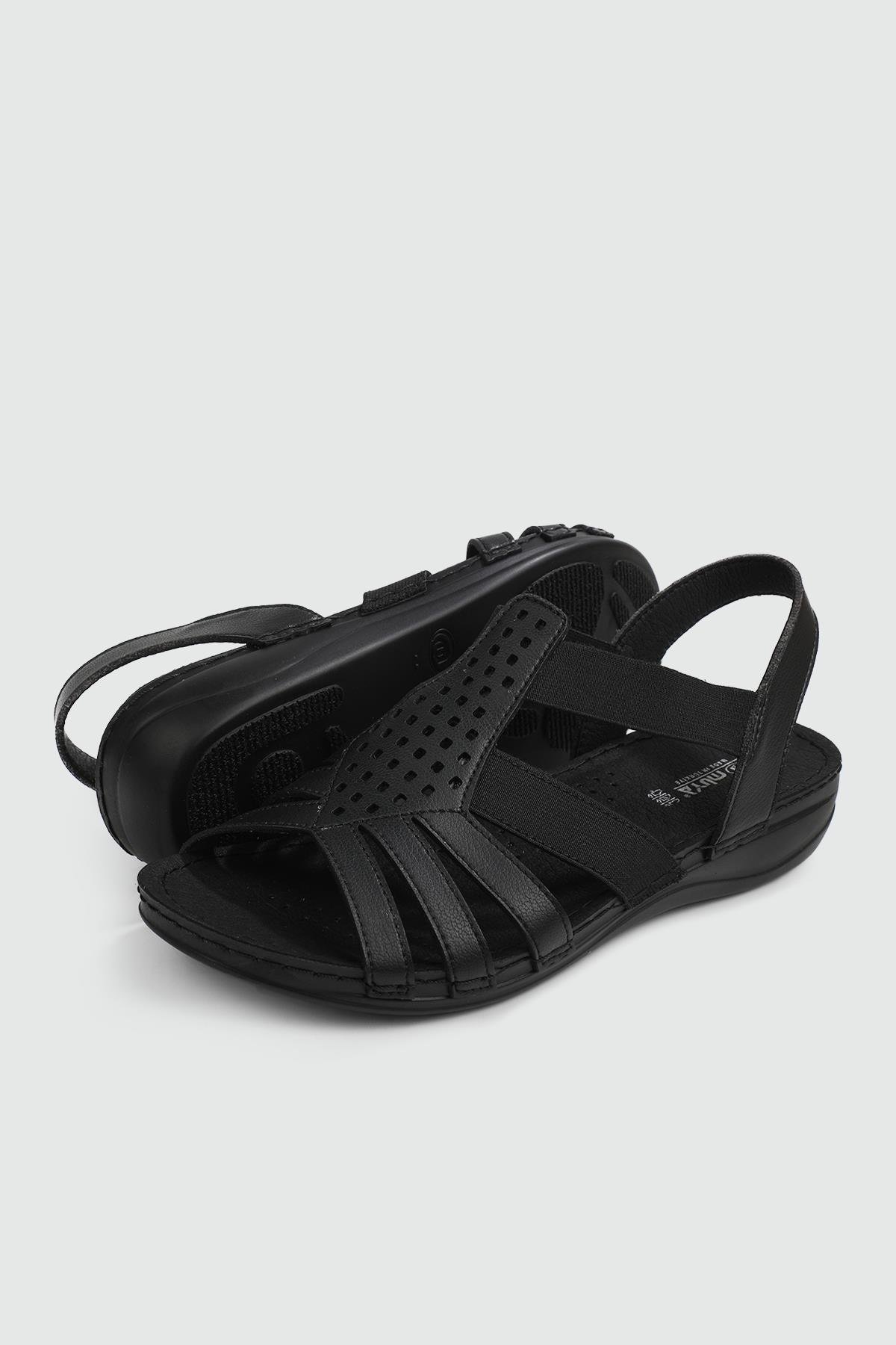 Günlük Anatomik İç Taban Siyah Kadın Sandalet AMANDA Kadın Düz Sandalet Muya MUYA 31143 AMANDA ZEN