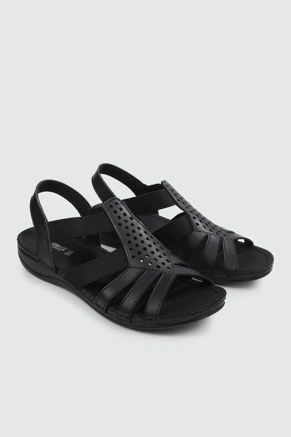 Günlük Anatomik İç Taban Siyah Kadın Sandalet AMANDA Kadın Düz Sandalet Muya MUYA 31143 AMANDA ZEN