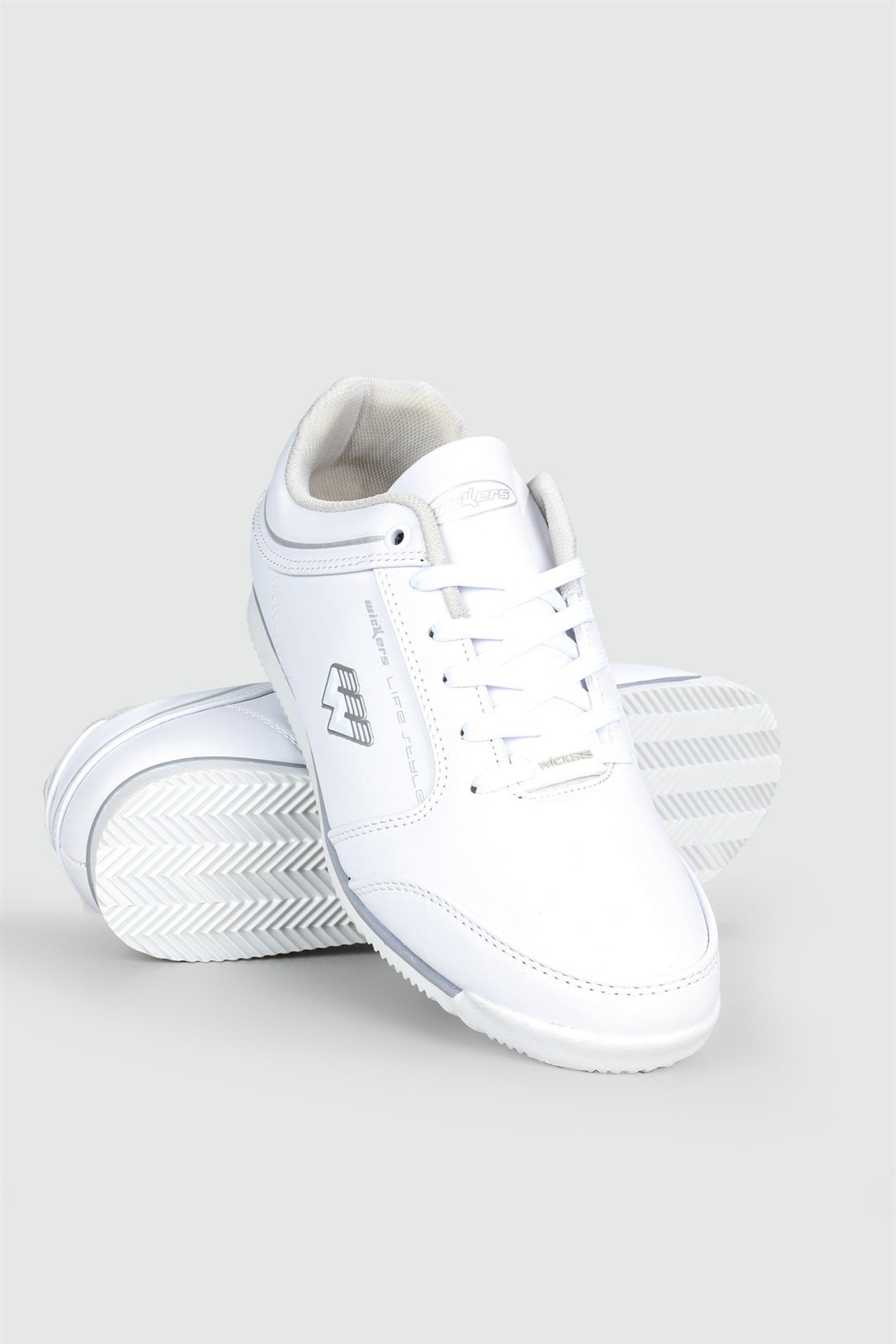 Günlük Bağcıklı Beyaz Gümüş Erkek Spor Ayakkabı 1775 Erkek Günlük Spor Ayakkabı Wickers WİCKERS 1775 MER SPOR 22K