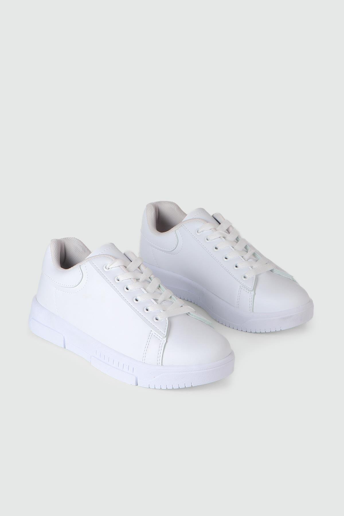 Günlük Bağcıklı Beyaz Kadın Sneaker 6002 Kadın Sneaker TEMPO TEMPO 6002 CİLT KADIN 24K