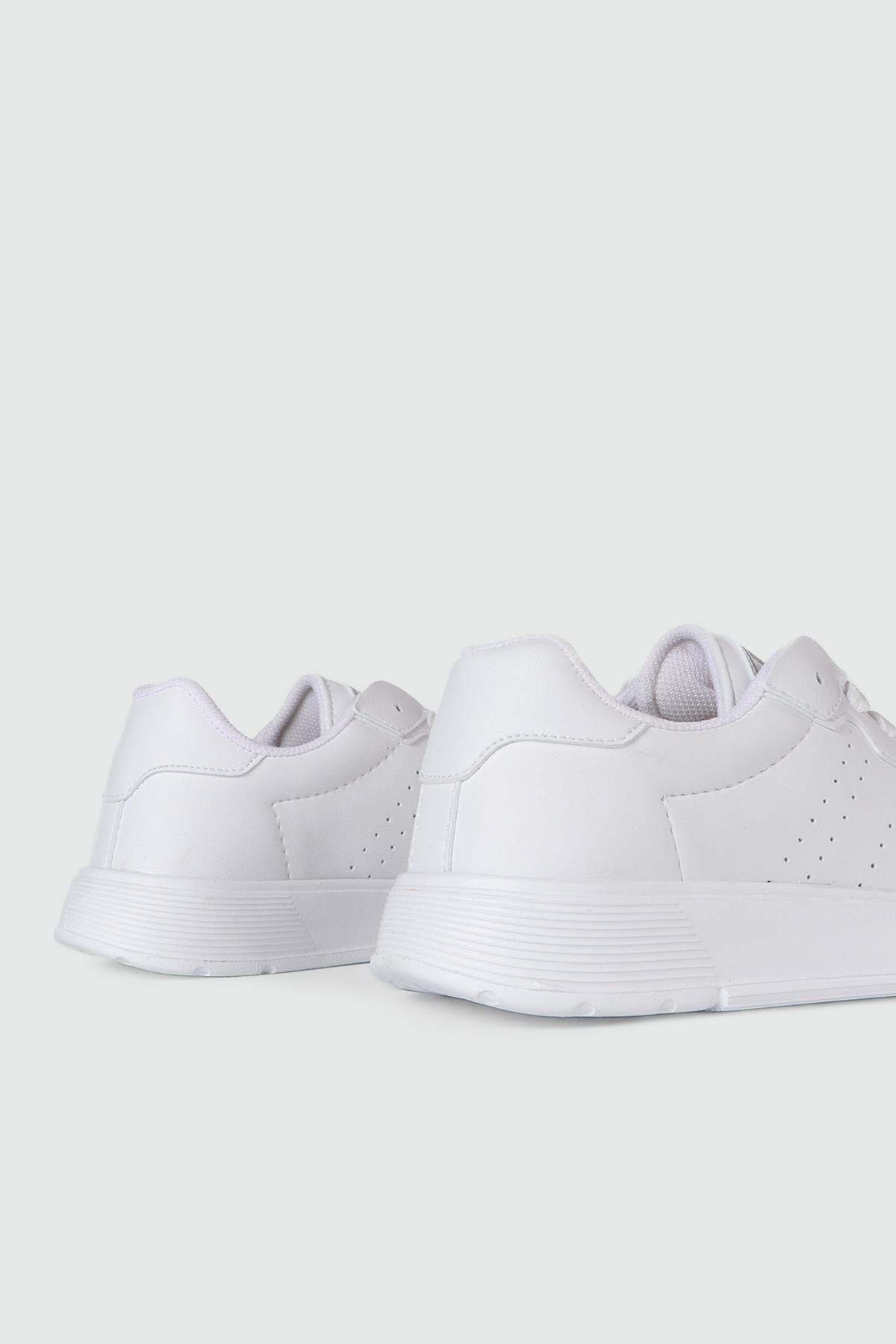 Günlük Bağcıklı Beyaz Kadın Spor Ayakkabı 158 Kadın Günlük Spor Ayakkabı Dark Step DARKSTEP 158 ZEN CİLT SPOR