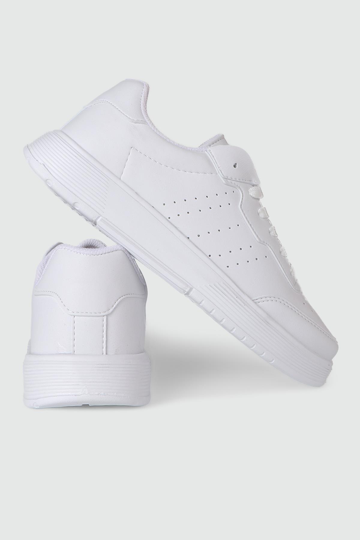 Günlük Bağcıklı Beyaz Kadın Spor Ayakkabı 158 Kadın Günlük Spor Ayakkabı Dark Step DARKSTEP 158 ZEN CİLT SPOR