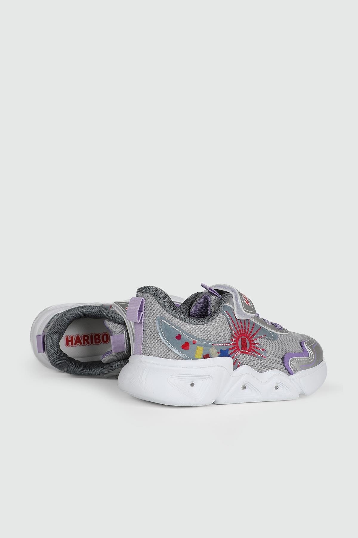 Günlük Bağcıklı Cırtlı Işıklı Gri Pembe Çocuk Spor Ayakkabı 01 Çocuk Günlük Spor Ayakkabı HARİBO HARİBO 01 PTK 24Y