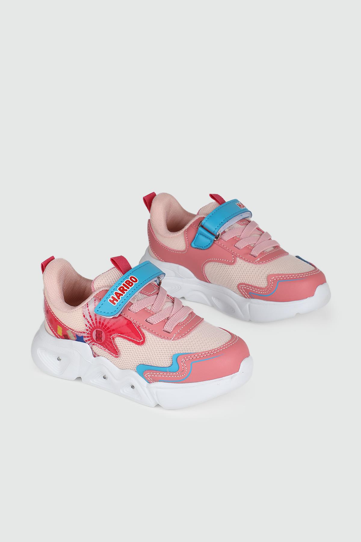 Günlük Bağcıklı Cırtlı Işıklı Pembe Çocuk Spor Ayakkabı 01 Çocuk Günlük Spor Ayakkabı HARİBO HARİBO 01 PTK 24Y