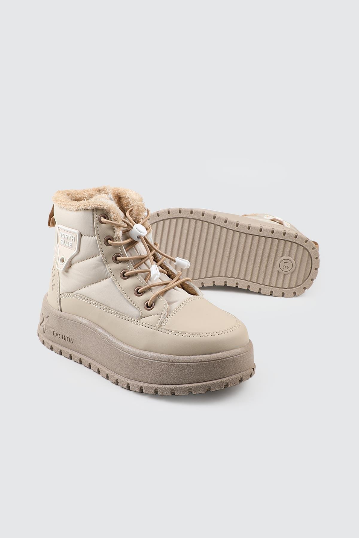 Günlük Bağcıklı Fermuarlı Bej Rahat Unisex Çocuk Kar Botu North Blue 037 Çocuk Yağmur ve Kar Botu North Blue North Blue 037 Filet 25K