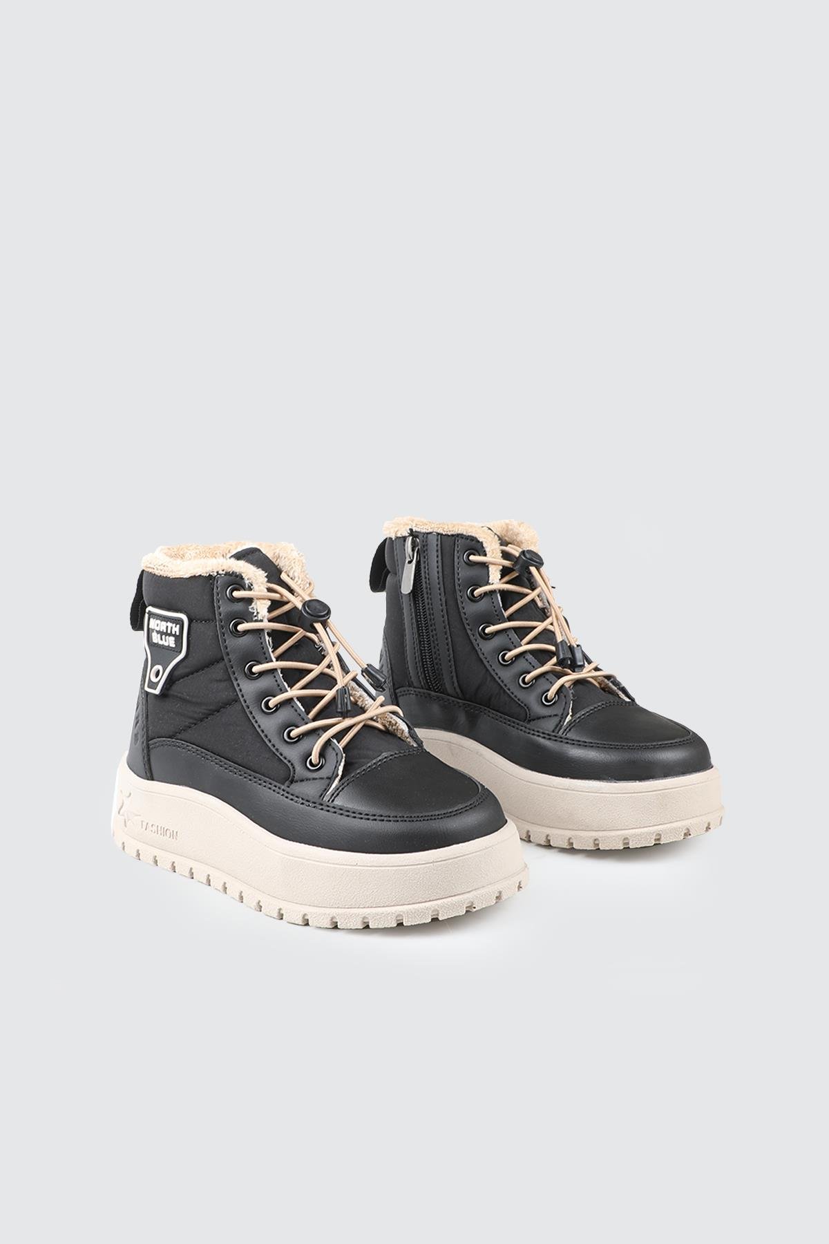 Günlük Bağcıklı Fermuarlı Siyah Bej Rahat Unisex Çocuk Kar Botu North Blue 037 Çocuk Yağmur ve Kar Botu North Blue North Blue 037 Filet 25K