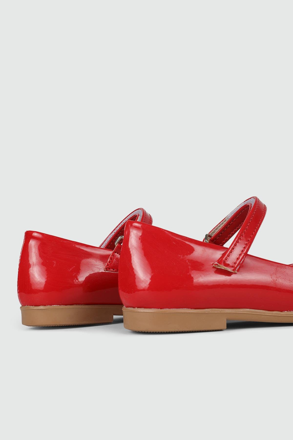 Günlük Cırt Cırtlı Kırmızı Rugan Çocuk Ayakkabı K-202 Çocuk babet Wendy Wendy K-202 Babet 23Y